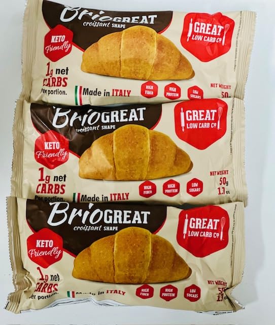 Great Low Carb Company BrioGreat Croissant-Shaped Pasta, 1.7 oz - Keto Friendly, Low Carb, High Protein (3 Pack) | Only 1 Net Carb, 8g Protein per Serving | Perfect for Keto Diet, Weight Loss & Healthy Snacking