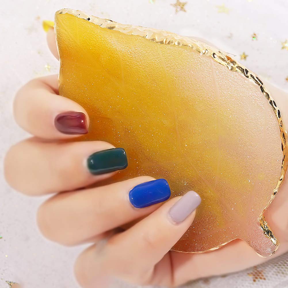 1 Pcs Leaf Resin Nail Art Palette - Blue Makeup Mixing Tray for Acrylic & Gel Polish - Perfect for Nail Salon, DIY Manicure & Professional Nail Artists