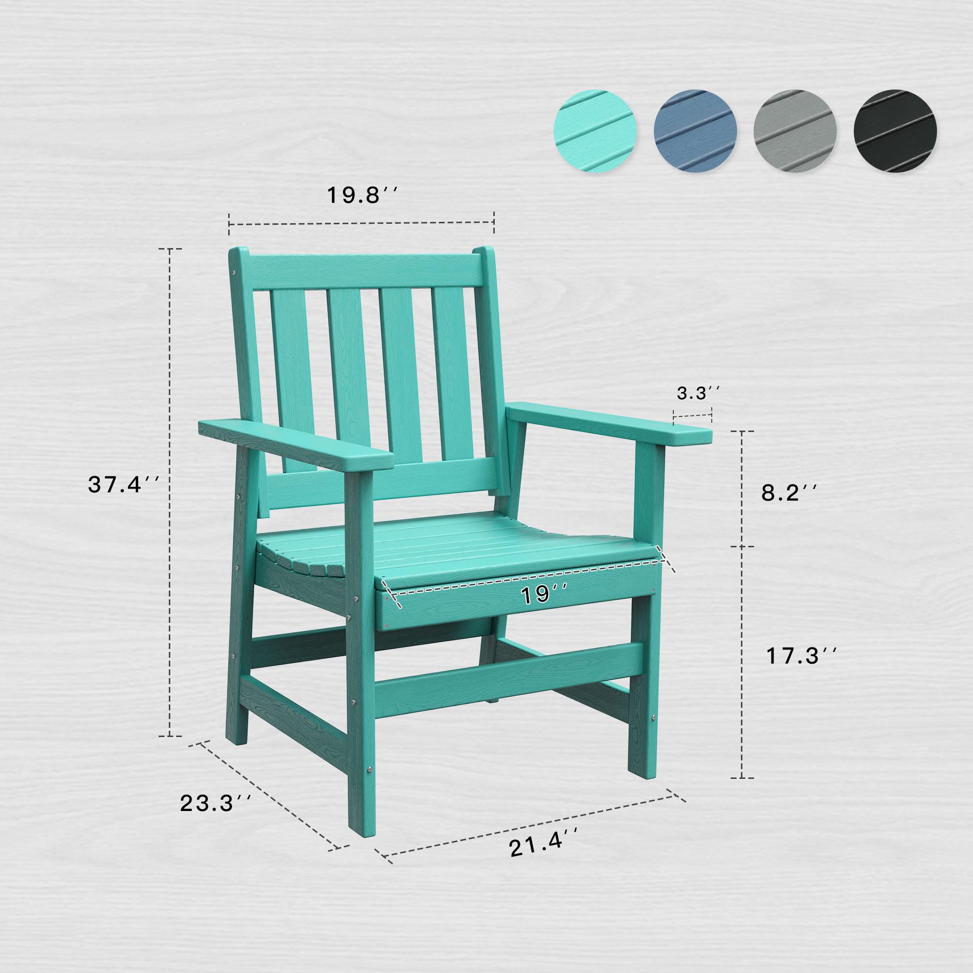 VICLLAX 1-Piece HDPE Weather-Resistant Patio Dining Chair - Durable Adirondack Balcony Furniture for Front Porch, Deck, Backyard & Outdoor Spaces - Perfect for Relaxing, Sunbathing and Entertaining Guests