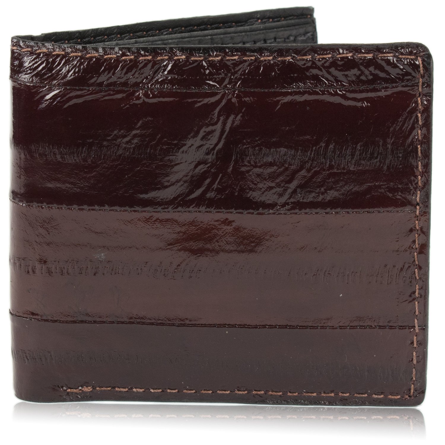 Genuine Pacific Eel Skin Leather Bifold Wallet - Handmade Men's Slim RFID Blocking Wallet for Everyday Carry (Perfect Gift for Dad, Husband, Boyfriend)