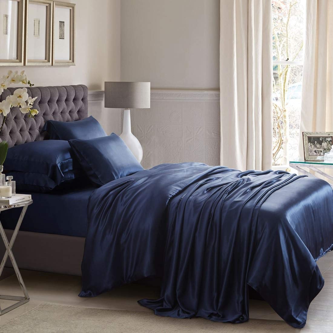 Premium 4-Piece Satin Bed Sheet Set - Full Size Deep Pocket 19