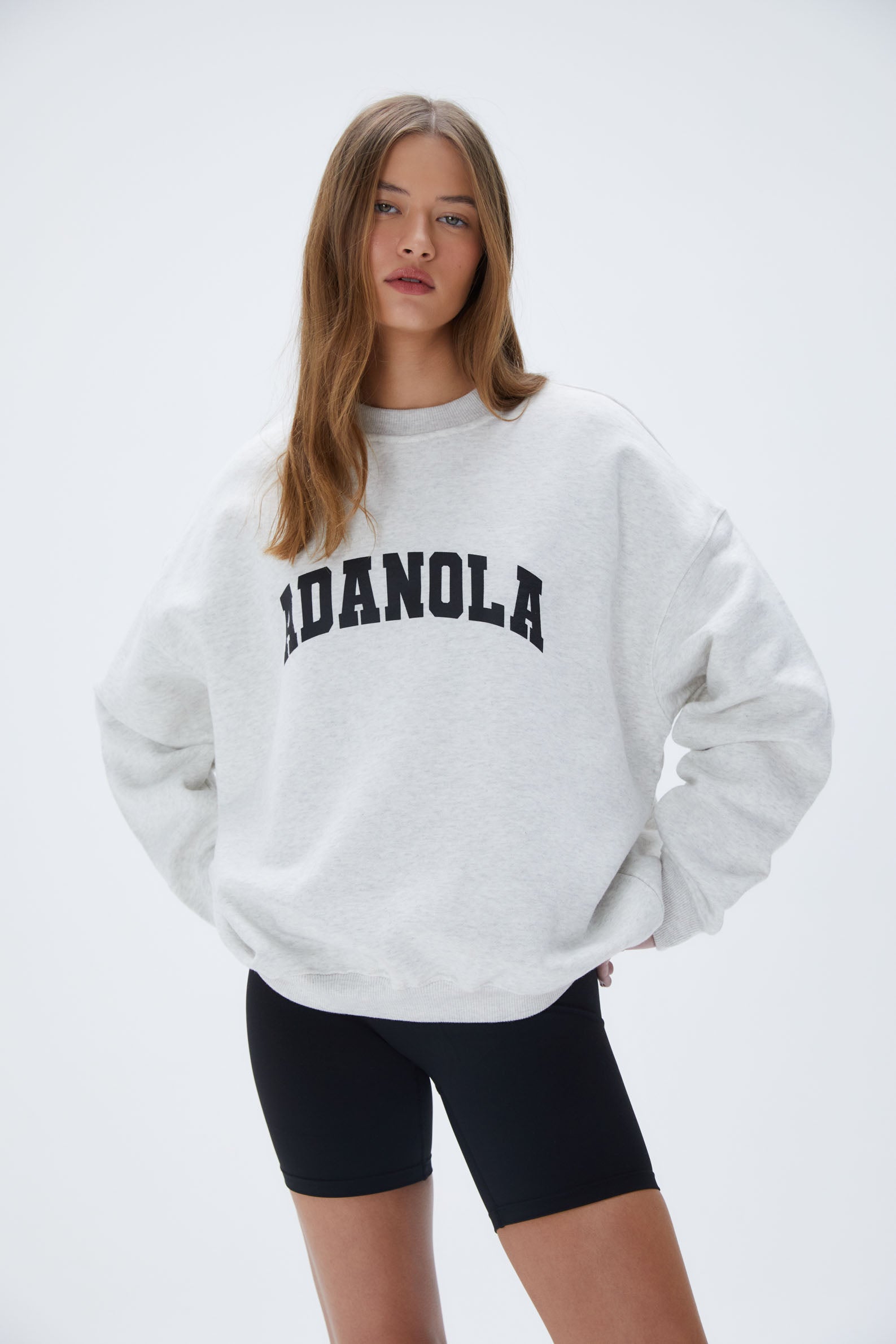 Varsity Oversized Sweatshirt - Light Grey Melange & Black | Cozy Pullover Hoodie for Men & Women | Perfect for Casual Wear, College Outfits & Street Style Fashion
