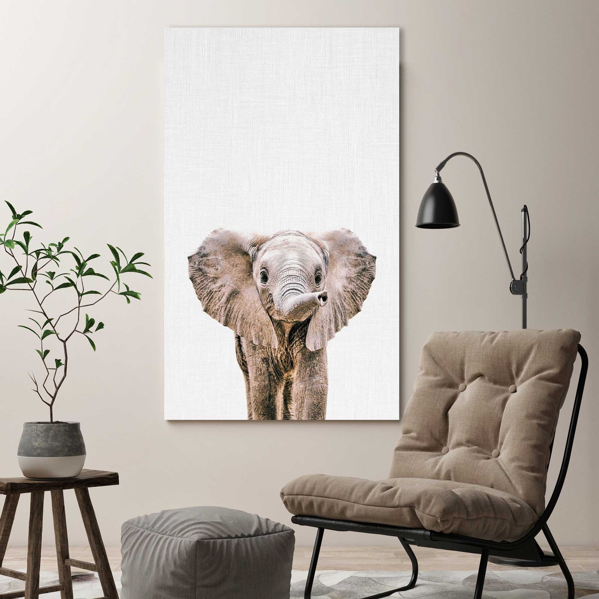 Baby Elephant Wall Art - High-Quality Canvas Print by Tai Prints - Perfect for Nursery, Kids Room & Home Decor