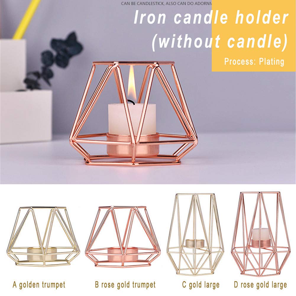 Luxury Golden Wrought Iron Candle Holder - Rose Gold European Style Candlestick for Romantic Table Decor, Wedding Centerpiece & Home Decoration (Small Size) - Perfect for Dining Tables, Bedroom Ambiance & Gift Giving