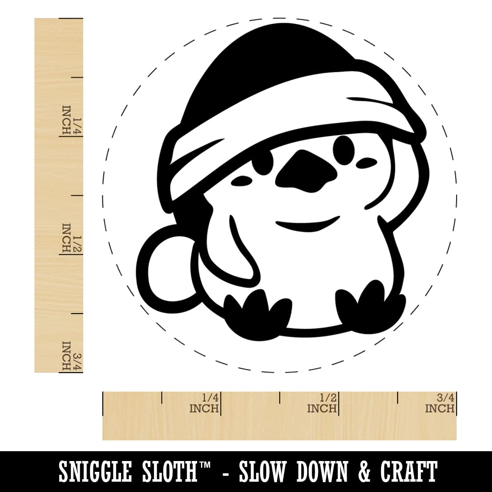 Small 3/4 Inch Baby Chick Chicken Christmas Santa Hat Rubber Stamp for DIY Crafts, Scrapbooking & Holiday Card Making - Perfect for Planners, Journals & Gift Wrapping