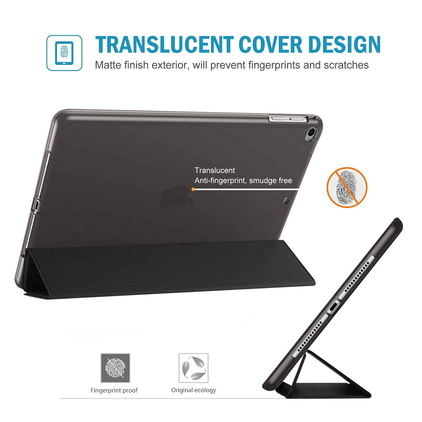 ProCase iPad 9.7 Inch Case - Slim Soft TPU Cover with Stand for iPad 6th/5th Gen, iPad Air 2/Air 1 (2017/2018 Models) | Protective Shockproof Case for Work, School & Travel - Black