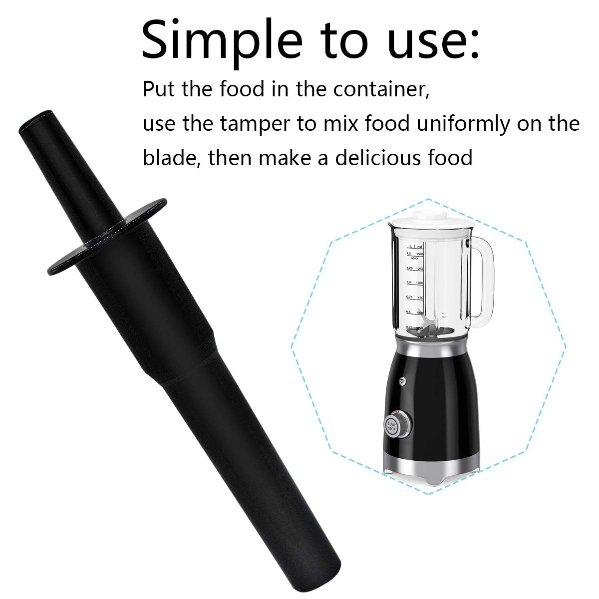 Vitamix 64OZ Blender Tamper Replacement - Durable Tamper Holder for Classic & Standard Containers - Perfect for Smoothies, Soups & Nut Butters
