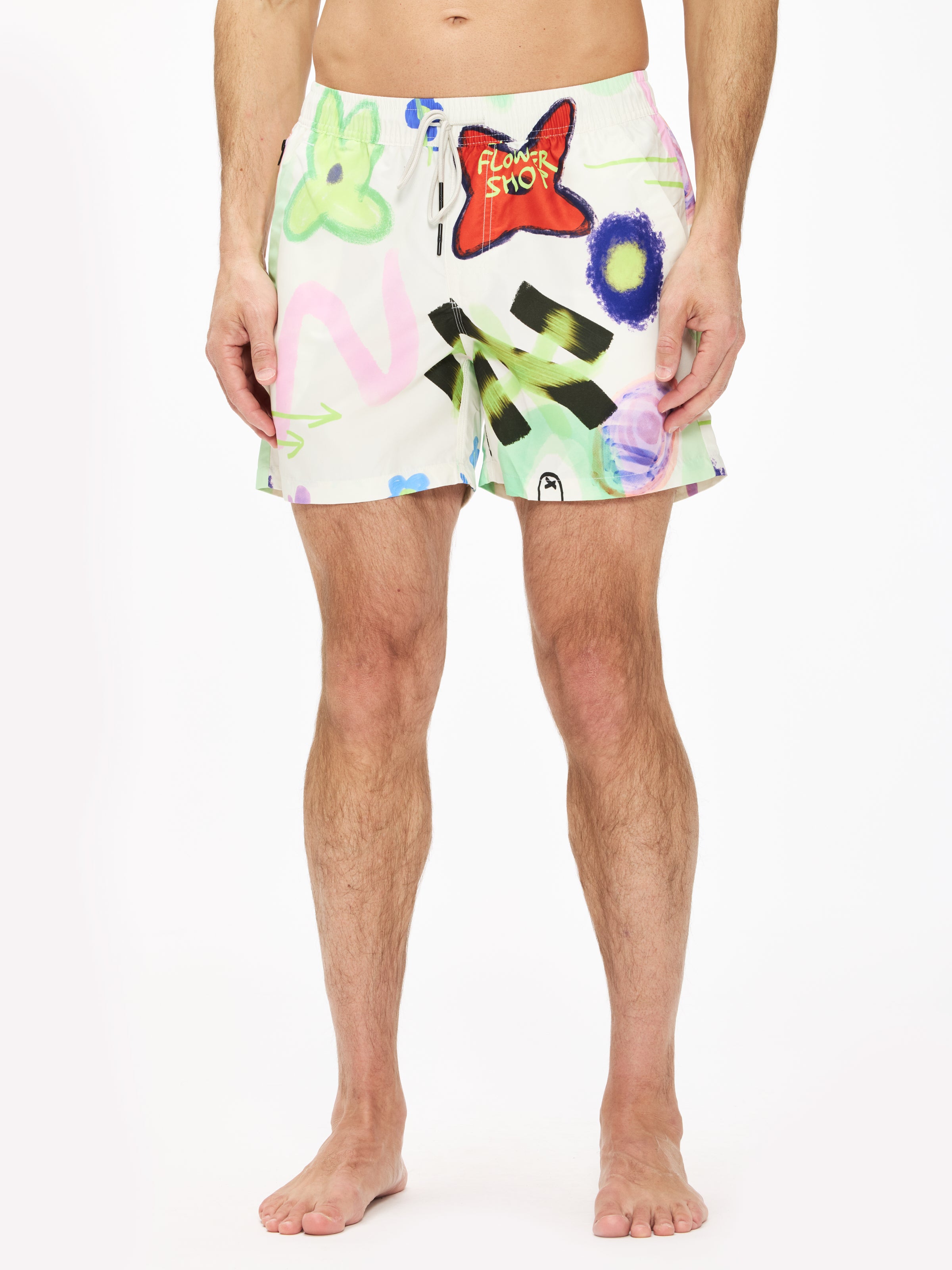 OAS Men's Swim Shorts with Floral Print - Quick Dry, Comfortable Beach Shorts for Swimming, Surfing, and Summer Vacations