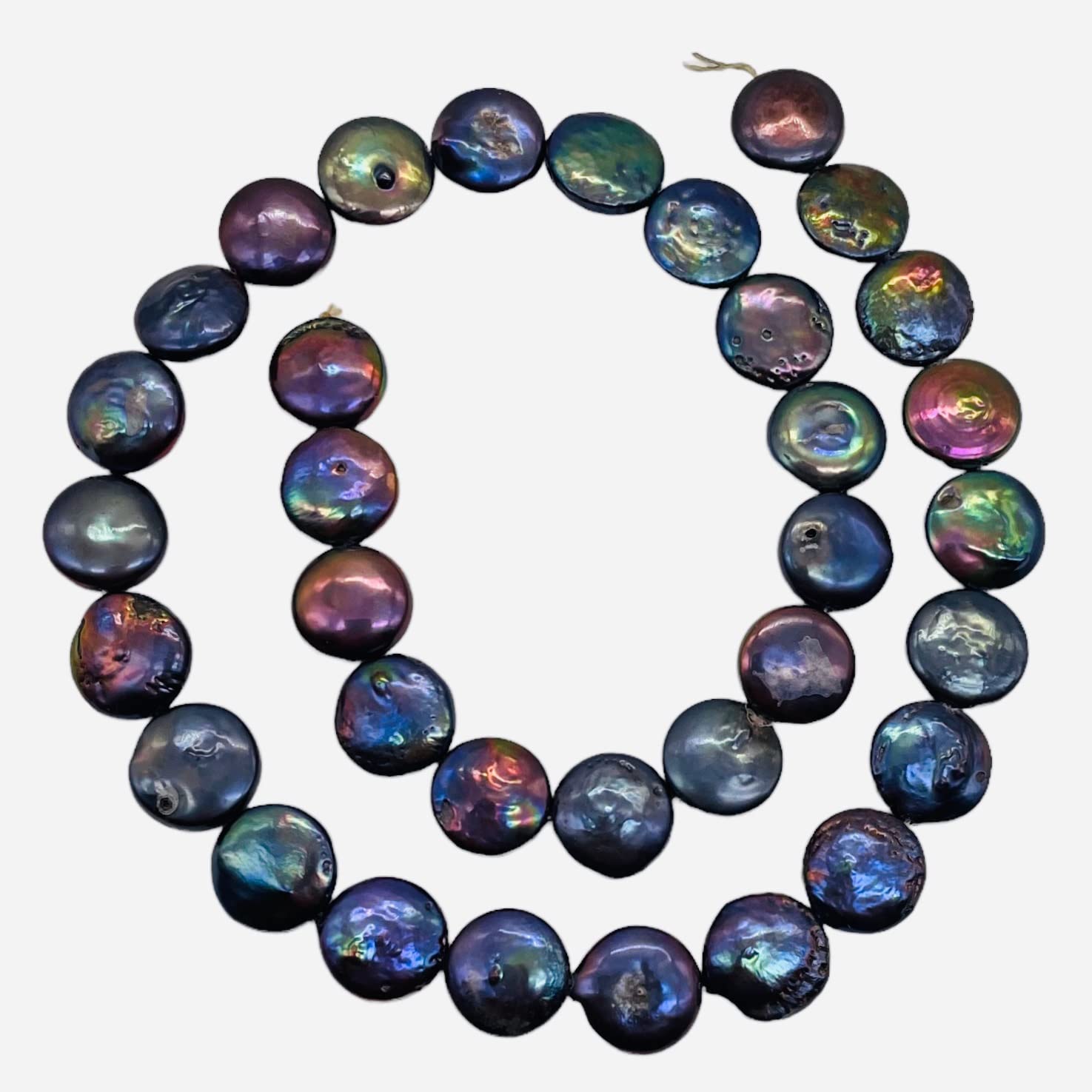 Rainbow Peacock Coin Freshwater Pearl Strand - 104481 for DIY Jewelry Making, Beading, Necklaces & Bracelets - Perfect for Crafting, Gifts & Fashion Accessories