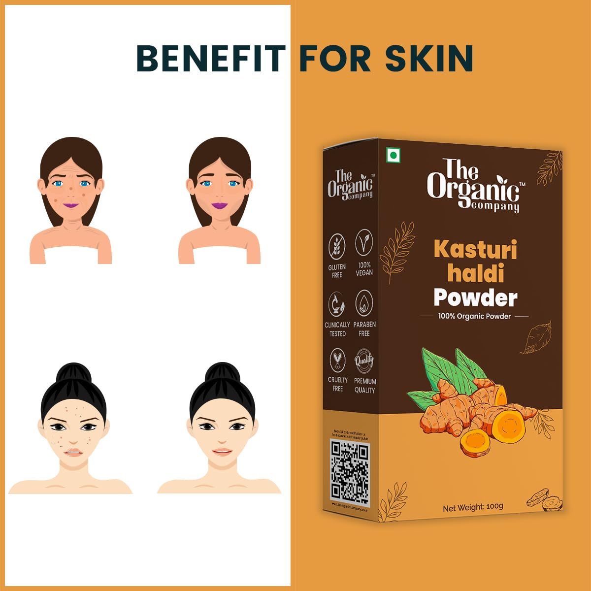 Organic Kasturi Haldi Powder for Brightening & Glowing Skin - 100% Pure Wild Turmeric Face Mask for Acne, Dark Spots & Skin Radiance - Natural Beauty Treatment for Face & Body Care - Perfect for DIY Skincare & Ayurvedic Remedies