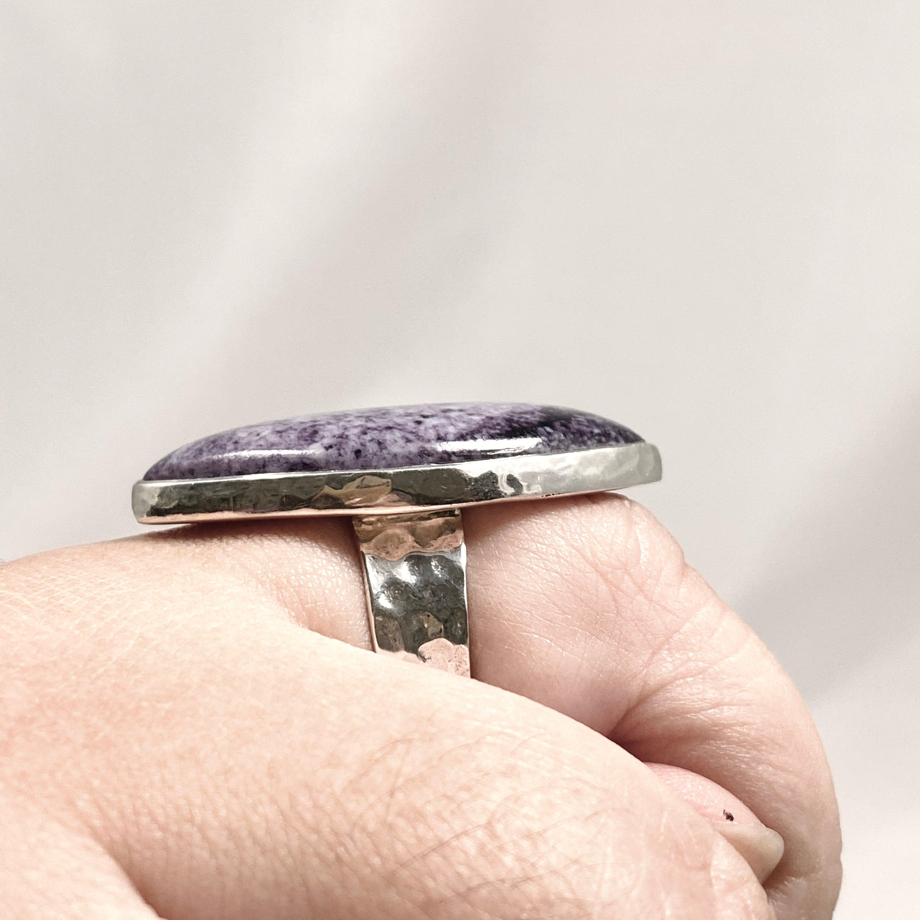 Kammererite Marquise Ring with Hammered Band - Size 11 KRGJ3142 - Elegant Statement Jewelry for Weddings & Special Occasions