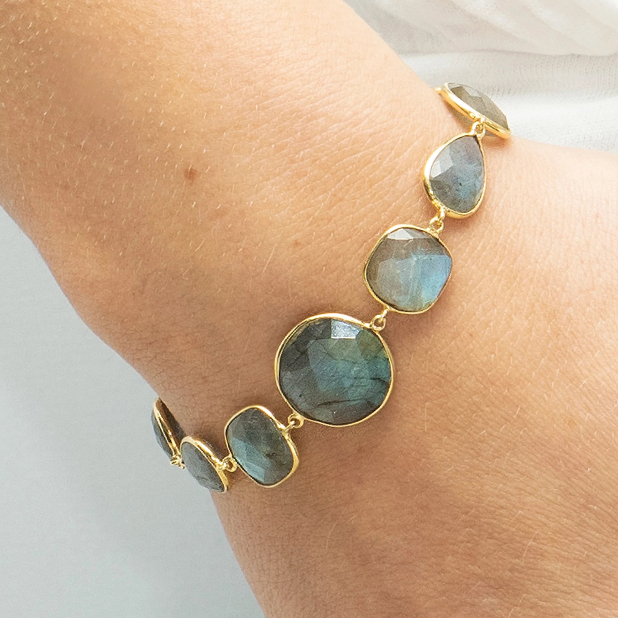 Labradorite Gemstone Bracelet Riviera - Healing Crystal Jewelry for Women | Spiritual Energy & Chakra Balancing | Perfect for Meditation, Yoga & Everyday Wear