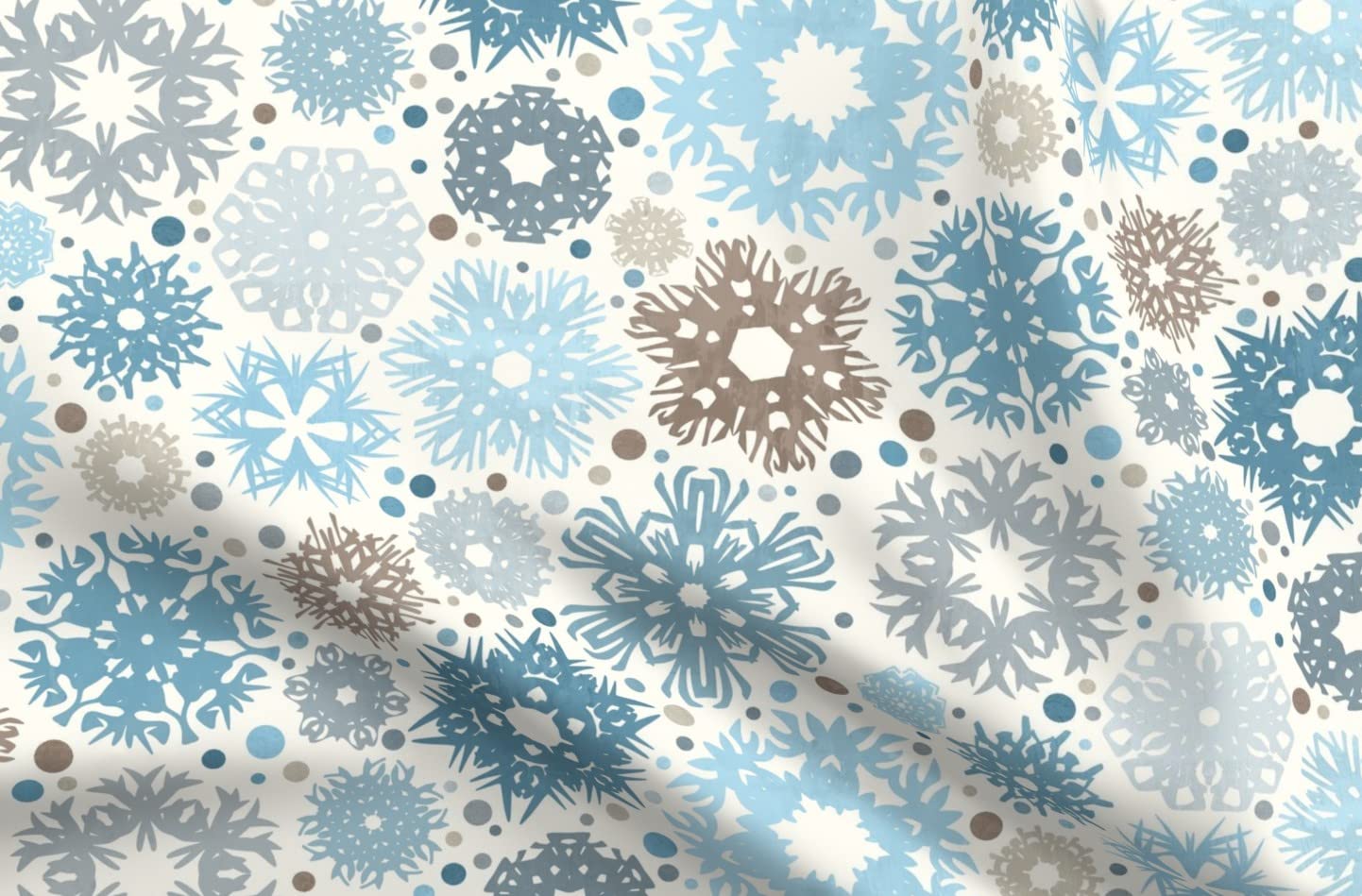 Ice Crystals Snowflakes Printed Minky Fabric by The Yard - Soft Plush Material for Sewing Baby Blankets, Quilt Backing & DIY Projects - Perfect for Nursery Decor, Winter Crafts & Cozy Home Textiles