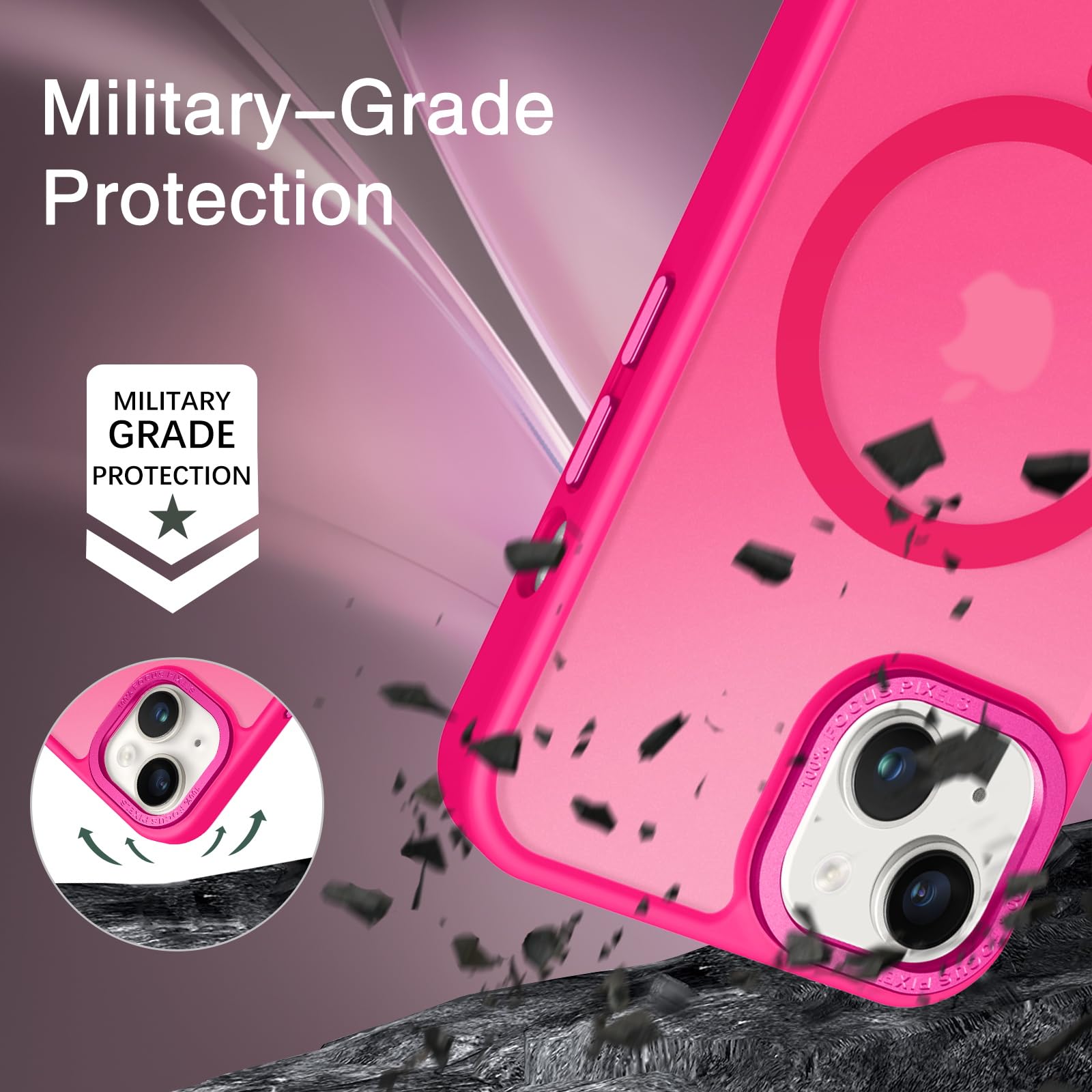 BENTOBEN iPhone 14 Case - Slim Fit Translucent Matte Cover with MagSafe Compatibility | Anti-Slip Shockproof Protection for Women & Men | Perfect for Work, Travel & Daily Use | Hot Pink for 6.1