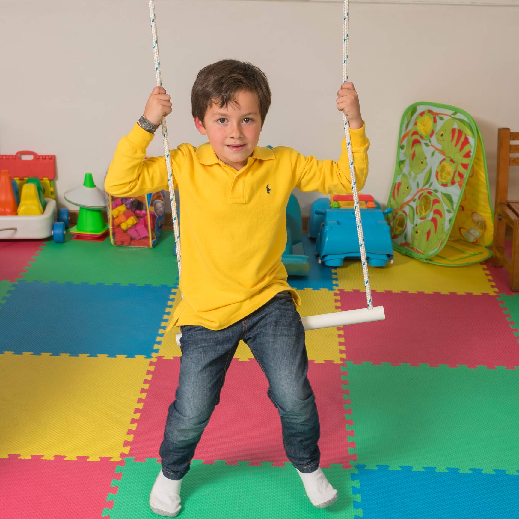 Adjustable Double Trapeze Bar Swing for Kids with Special Needs - Sensory Integration Therapy Equipment for Autism, ADHD & Low Muscle Tone - Indoor/Outdoor Play for Climbing, Swinging & Sitting - Ages 4+ (Great for Backyards, Playrooms & Therapy Centers)