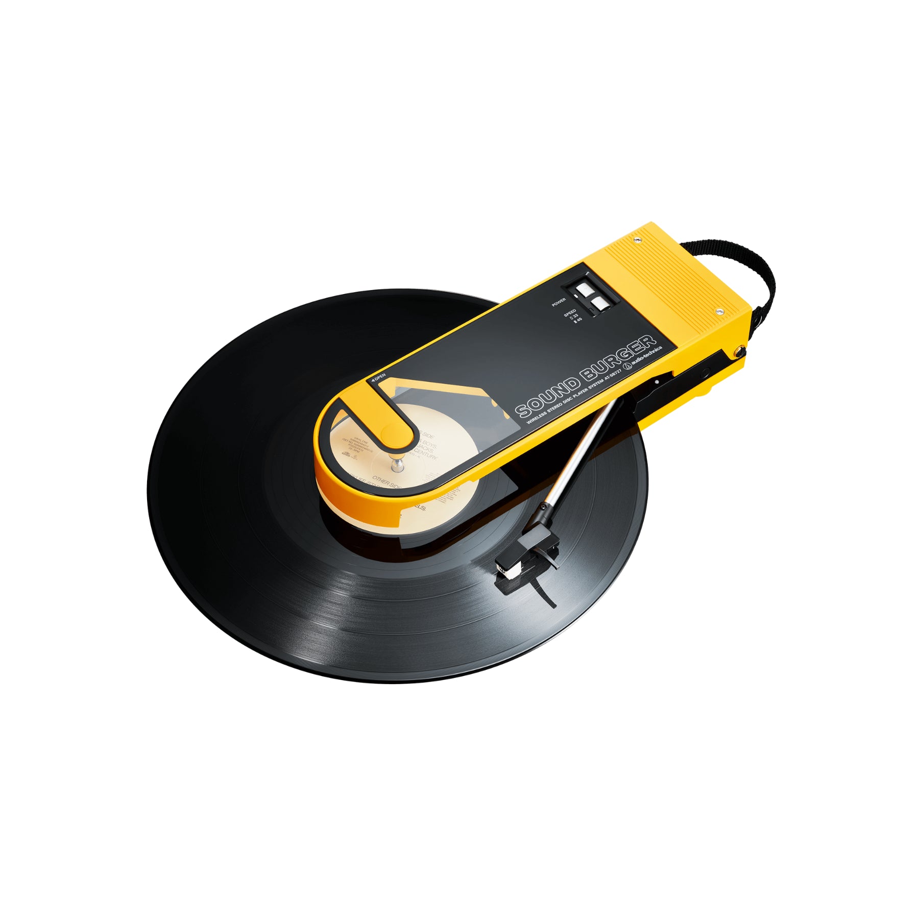 Audio Technica AT SB727 Sound Burger Compact Portable Turntable - Play Vinyl Records Anywhere, Perfect for Home, Office & Travel Use