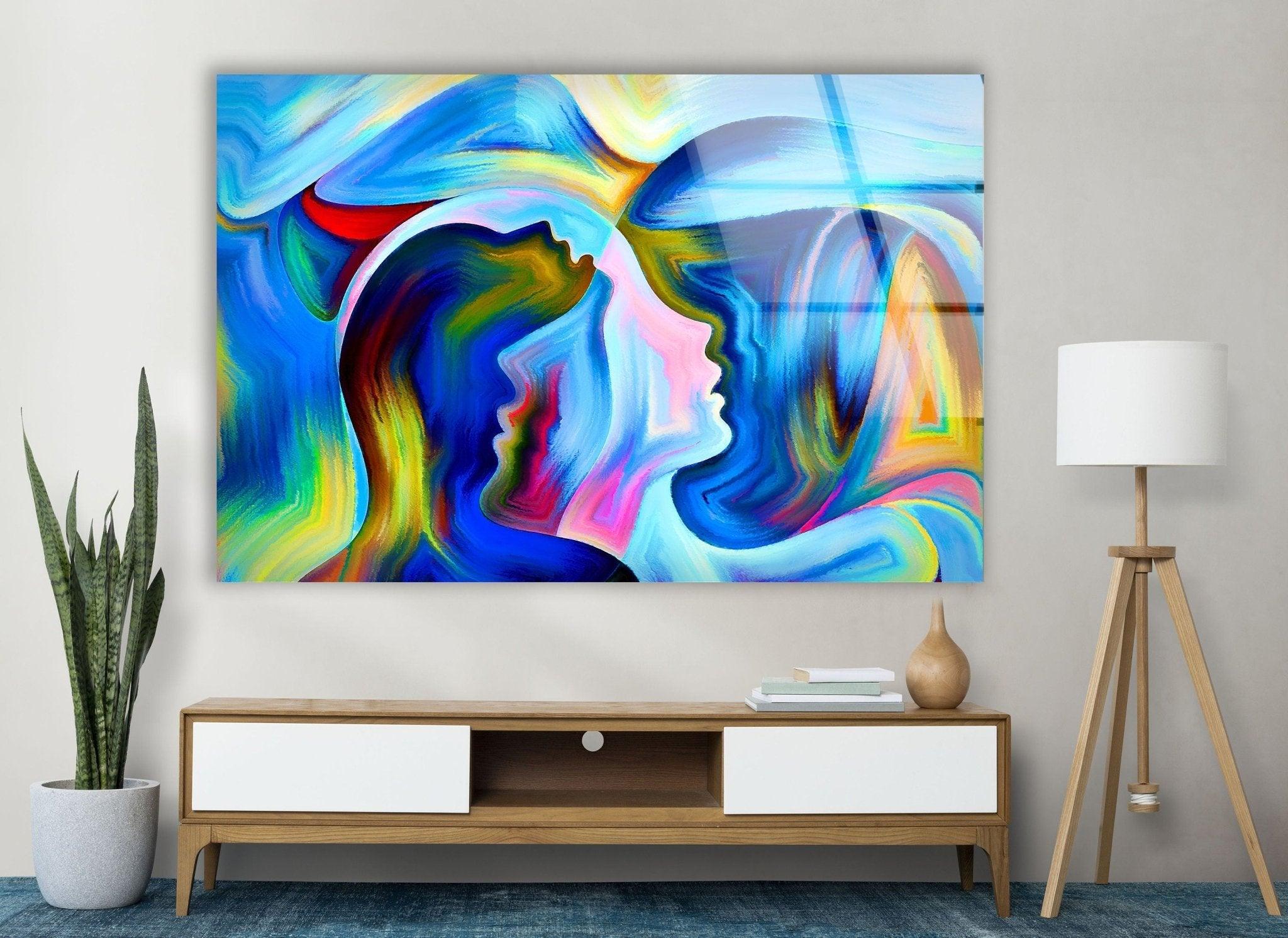 Abstract Woman Glass Wall Art - Modern Handmade Glass Painting for Home & Office Decor - Perfect for Living Room, Bedroom, or Office Wall Decor