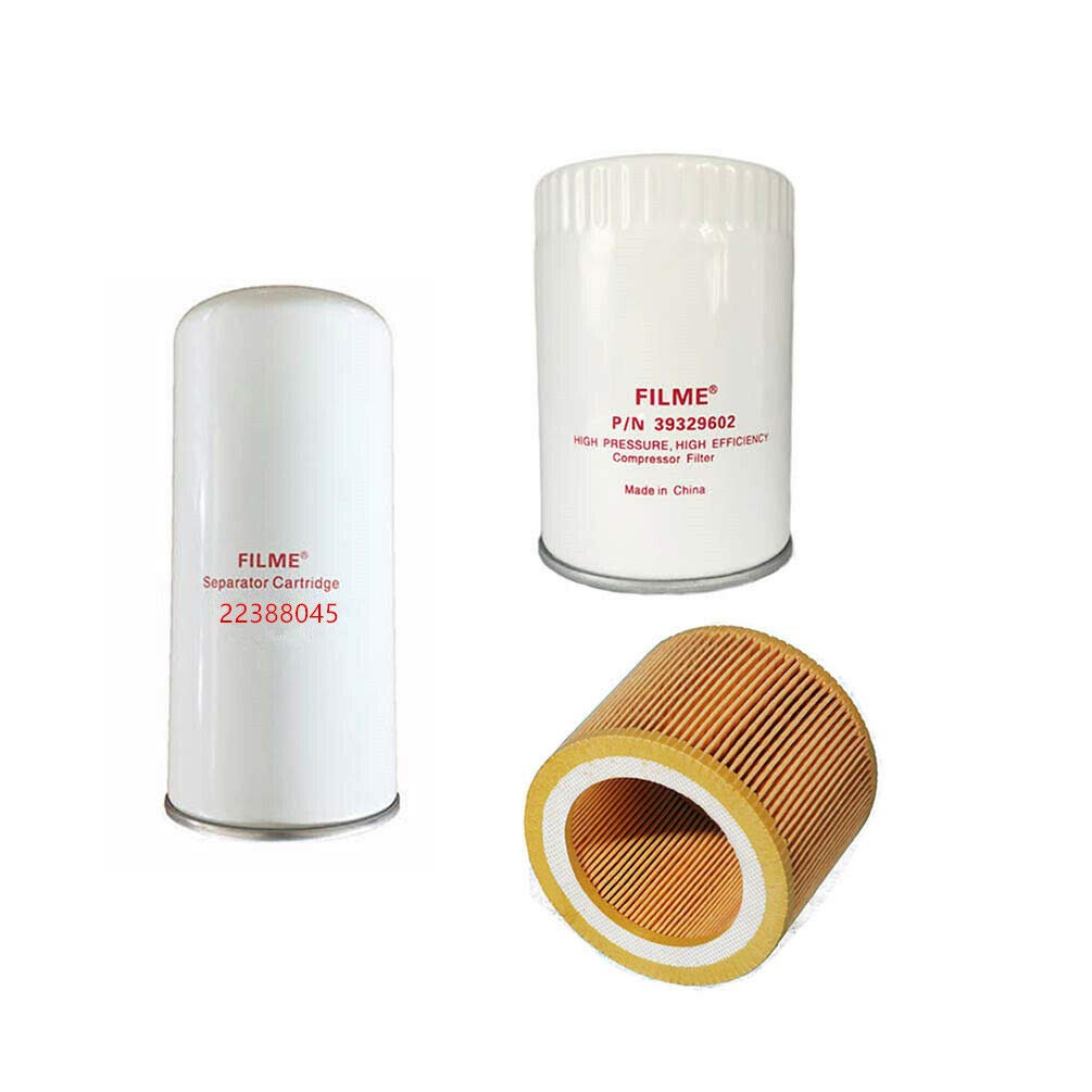 FILME Air Oil Filter Kit for Screw Air Compressor UP5 UP6 - Replacement Parts 22388045 39329602 88171913 - Perfect for Industrial & Workshop Air Compressor Maintenance