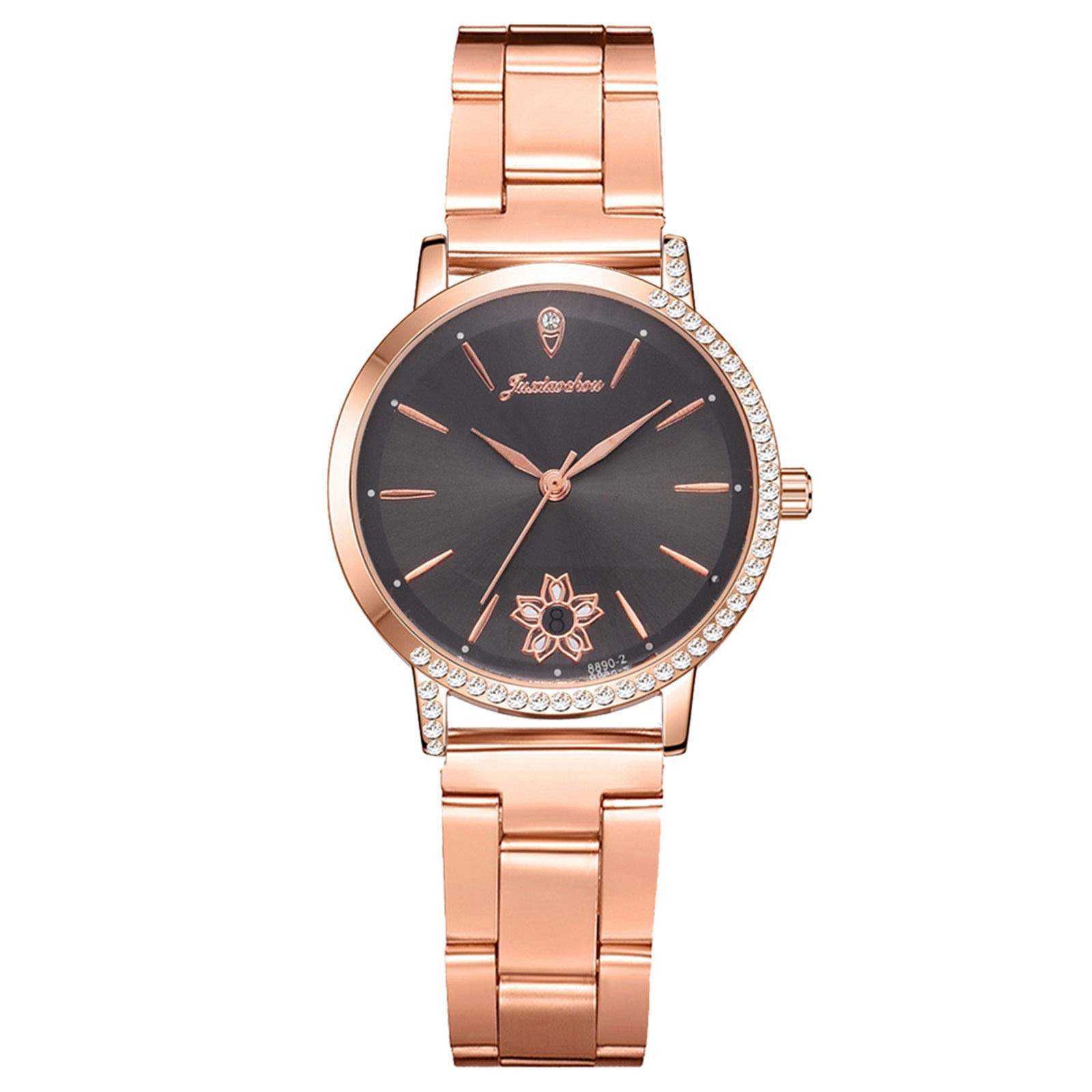Luxury Rose Gold Women's Watch with Diamond Accents - 20mm Casual Leather Strap - Perfect for Everyday Wear, Office & Special Occasions
