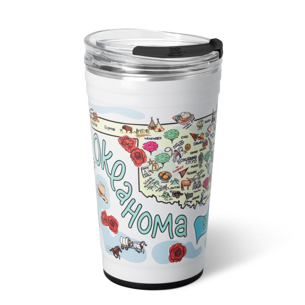 24oz Oklahoma Party Cups - Bulk Disposable Plastic Cups for Beer, Soda & Cocktails - Perfect for Parties, BBQs & Tailgating