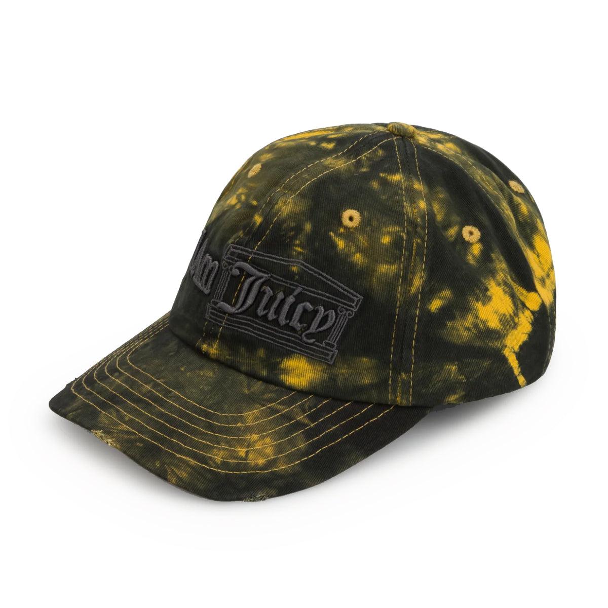 Juicy Couture I Am Juicy Tie Dye Baseball Cap for Women - Yellow Cotton Adjustable Hat for Summer, Beach, and Outdoor Activities