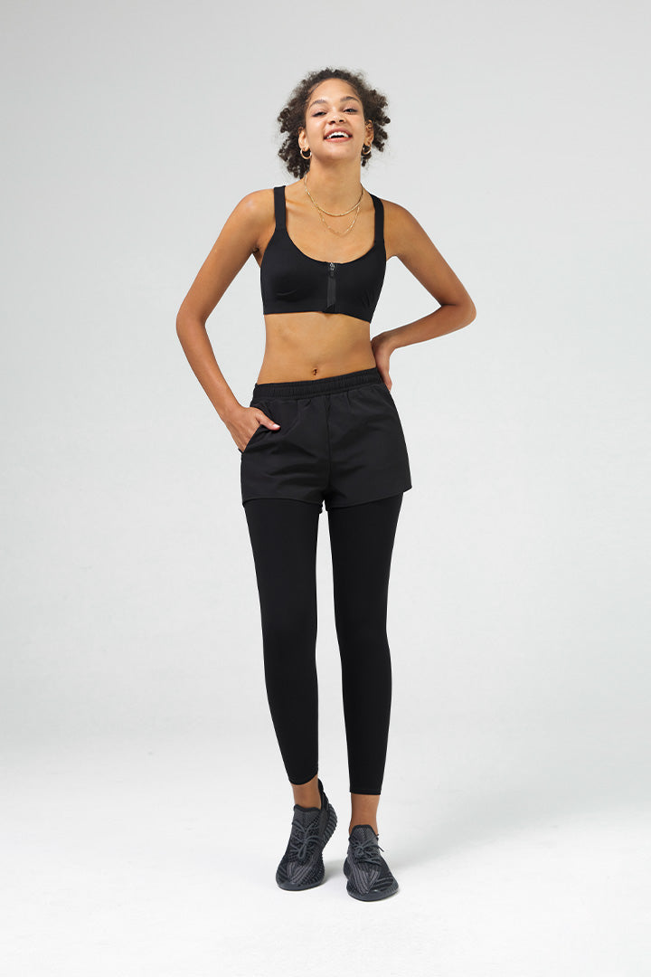 2 in 1 Tennis Leggings with Built-in Shorts - High Waist Workout Yoga Pants for Women - Perfect for Running, Gym & Tennis Training