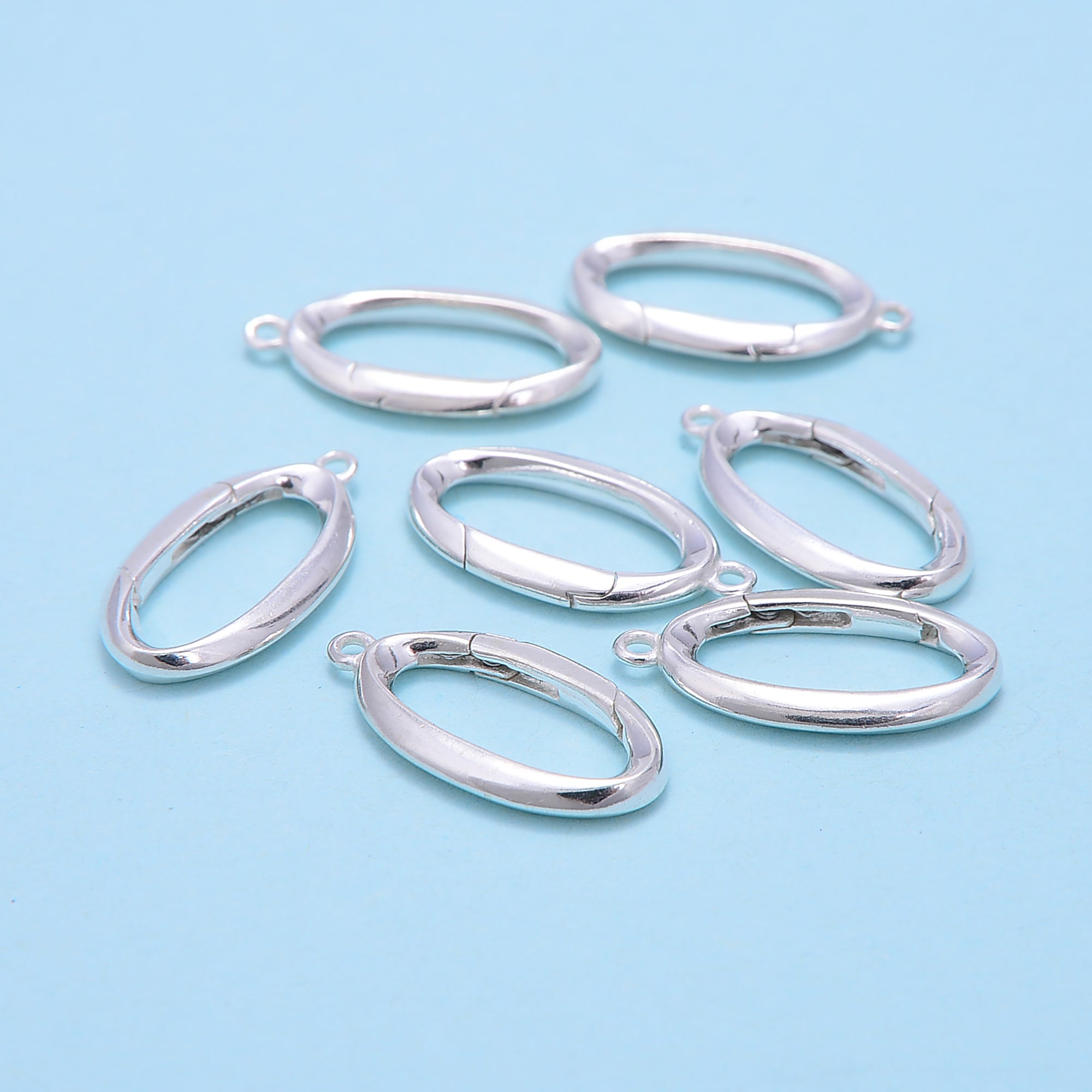 925 Sterling Silver Oval Shape Clasp - 10x21mm (2 Pcs/Bag) for Jewelry Making, DIY Bracelets & Necklaces - High-Quality Silver Findings for Crafting & Repair