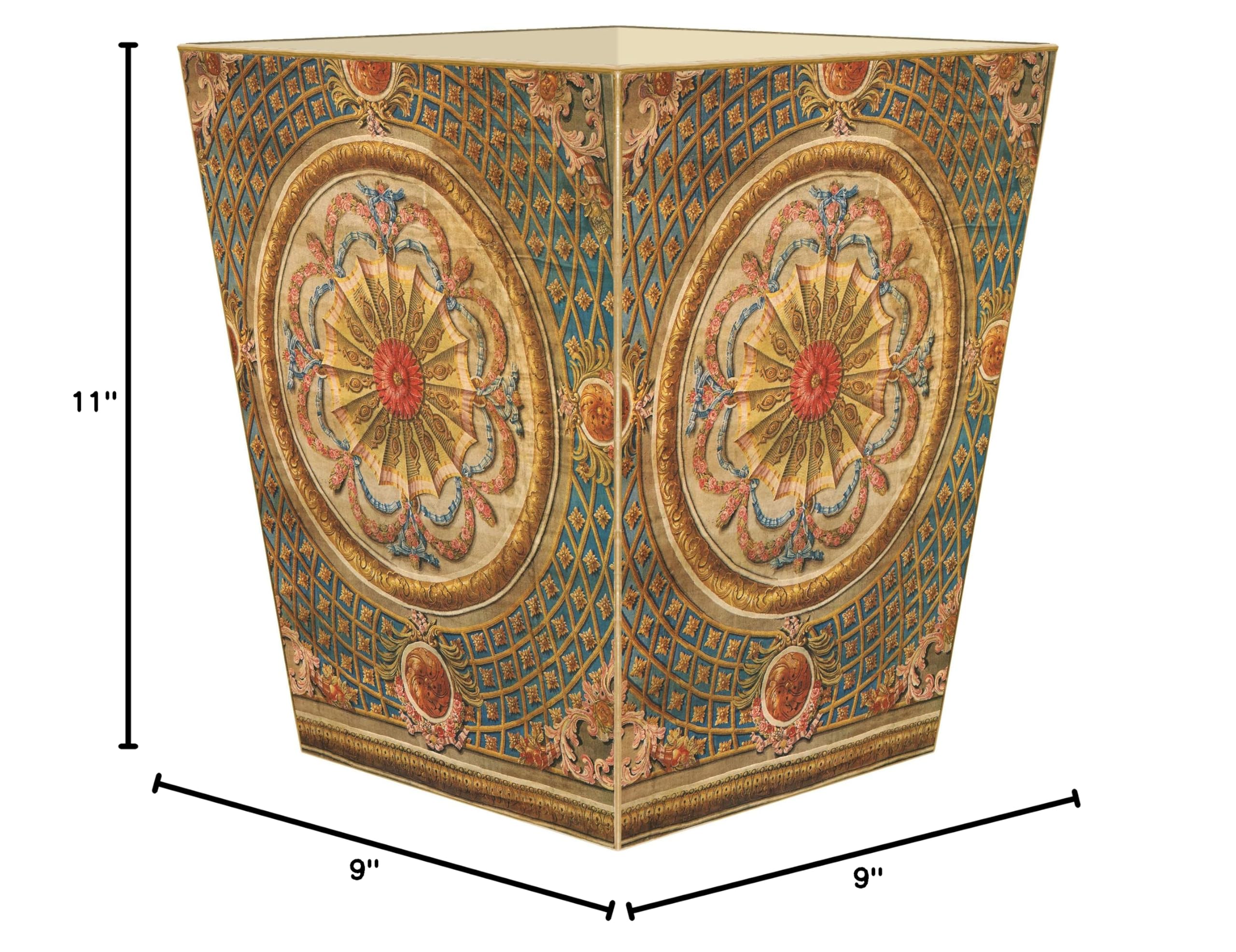 Gold Medallion Wastepaper Basket - Elegant Trash Can for Office & Home Decor | Perfect for Desks, Bathrooms & Bedrooms