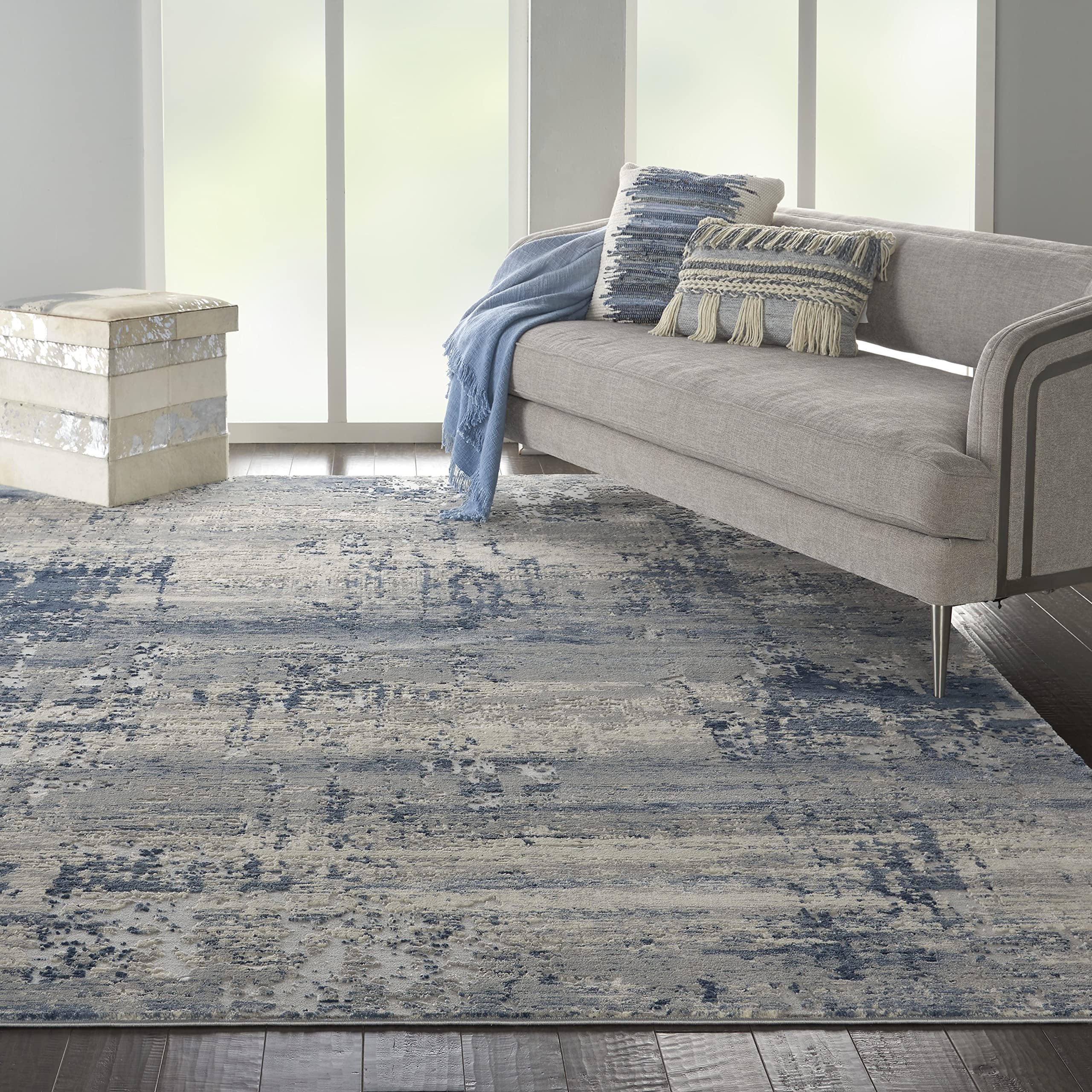 Nourison Rustic Textures Modern Artistic Ivory/Blue 7'10