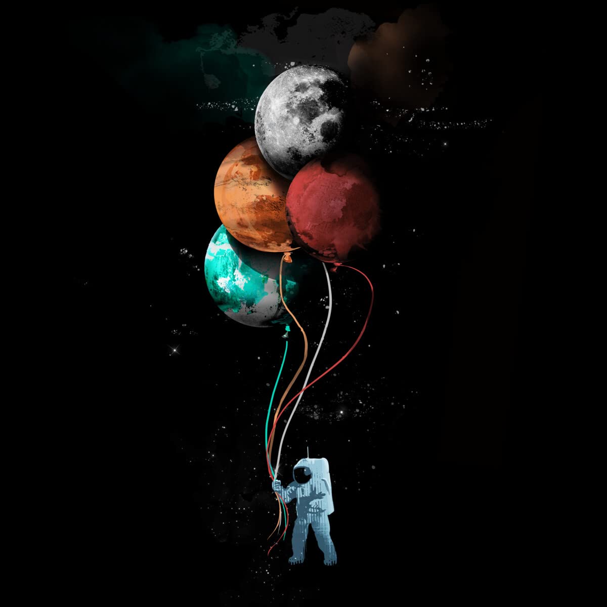 Design By Humans Men's The Spaceman's Trip by Gloopz Graphic Tank Top - Space Themed Casual Tee for Summer, Gym & Streetwear