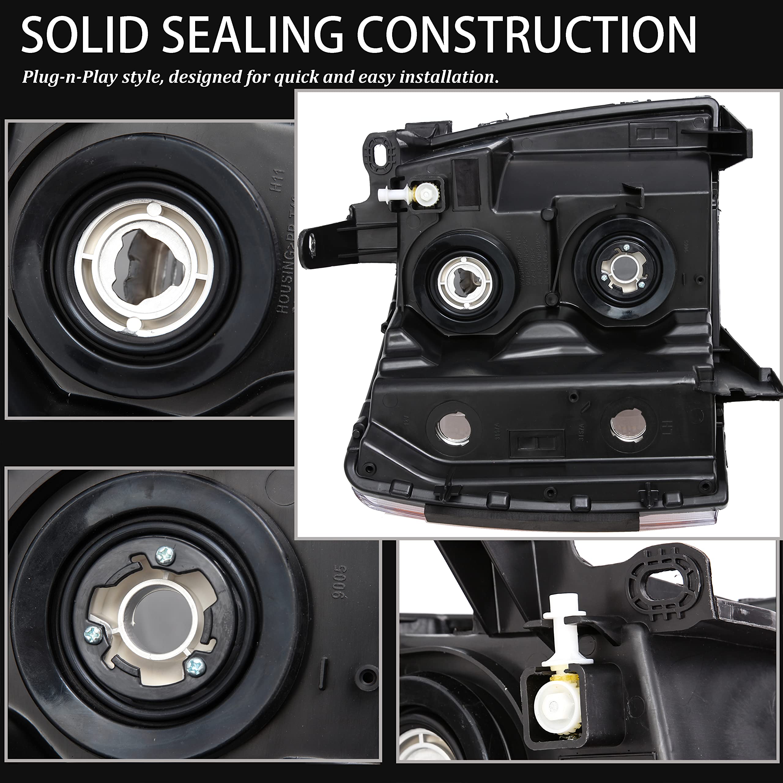 2007-2014 Chevy Silverado 1500 2500HD 3500 Headlight Assembly Replacement - Chrome Headlights Pair for Driver & Passenger | Durable LED Headlamps for Night Driving & Off-Road Adventures
