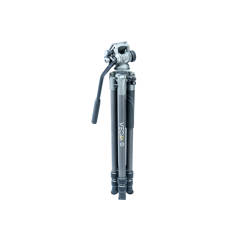 VEO 2 PRO 263CV Carbon Fiber Tripod with 2-Way Video Pan Head - 11LBS/5KG Load Capacity - Professional Camera Tripod for DSLR, Mirrorless & Video Cameras - Perfect for Travel, Vlogging & Outdoor Photography