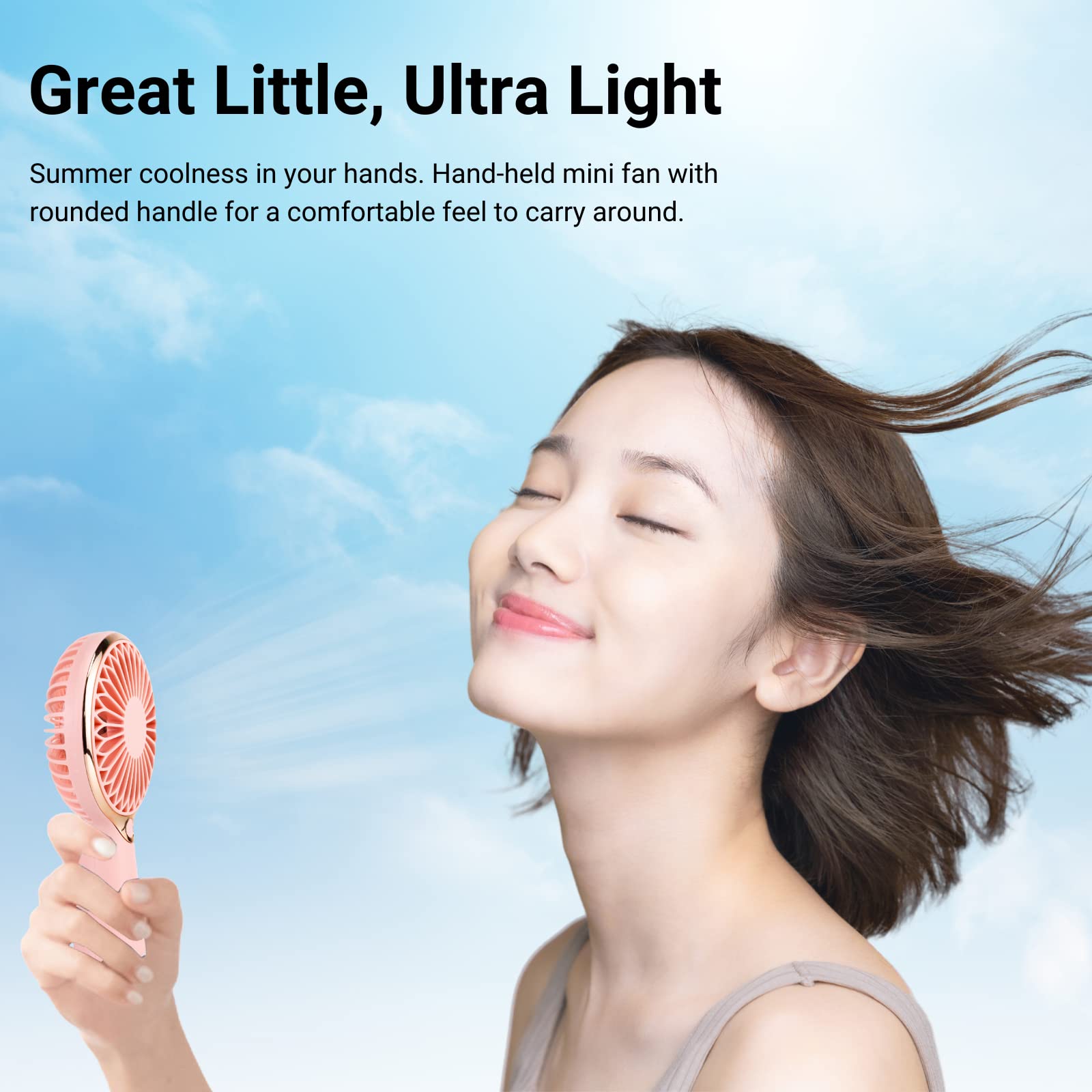 Portable USB Rechargeable Mini Handheld Fan - 3-6 Hours Battery Life, Personal Cooling Fan for Desk, Travel, Office & Outdoor Use | Perfect for Summer, Commuting, Camping and Home Comfort