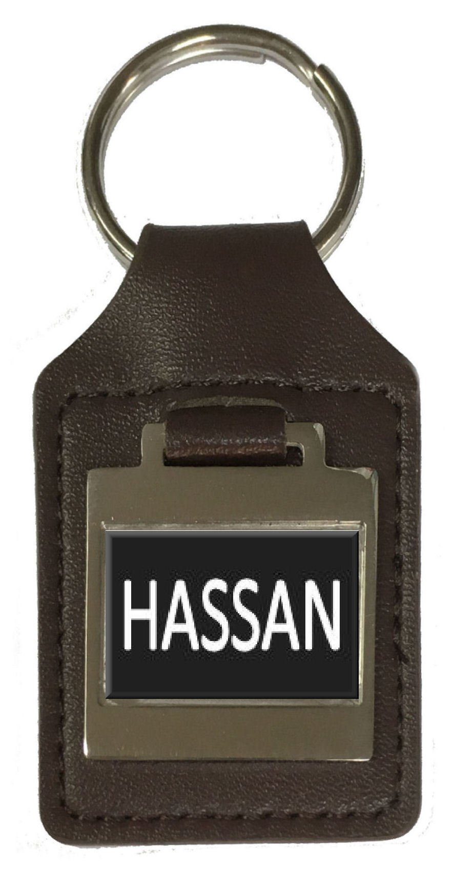 Personalized Leather Keychain with Custom Name Engraving - Perfect Gift for Birthday, Anniversary & Travel Accessories - Hassan