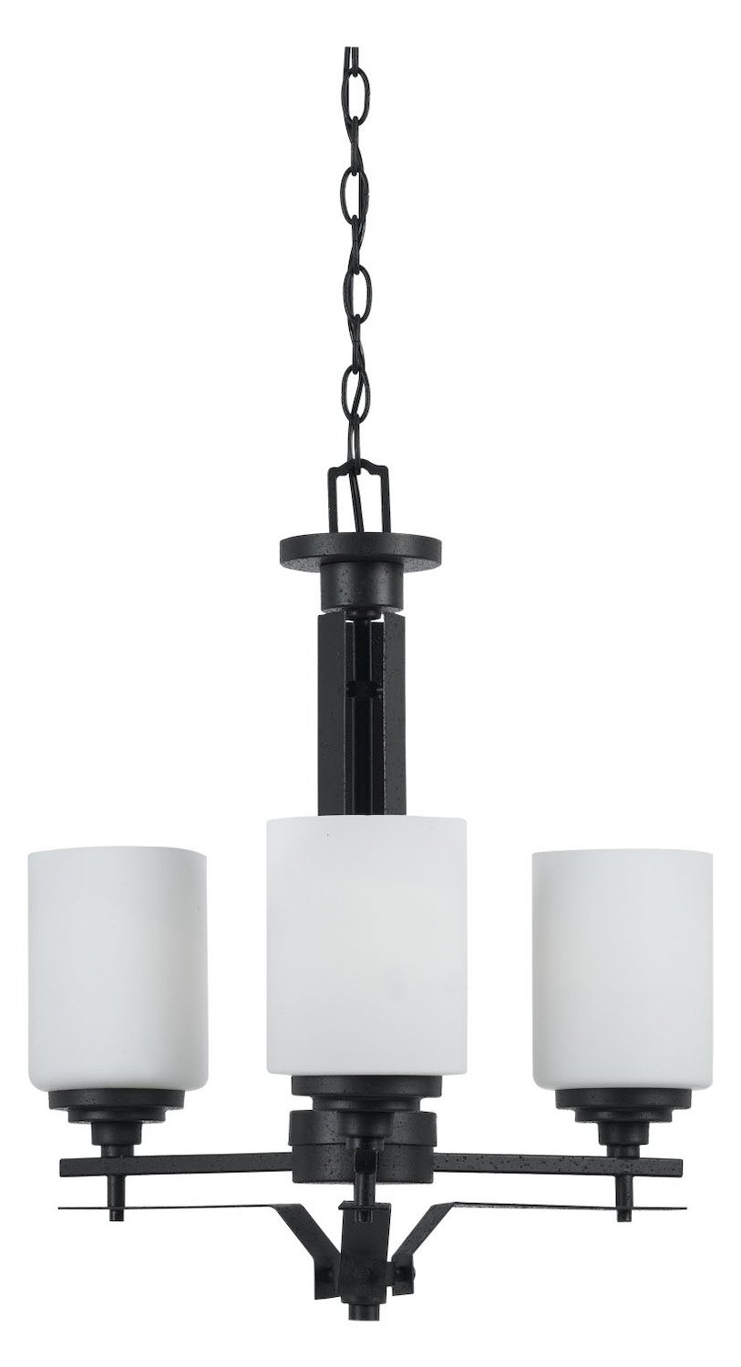 Textured Black Judson Iron 3-Light Single Tier Chandelier - Modern Farmhouse Ceiling Light Fixture for Dining Room, Kitchen Island or Bedroom Lighting