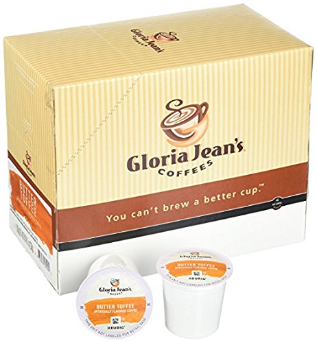 Gloria Jean's Coffees Butter Toffee Flavored Coffee Pods - 48 K-Cups (3 Packs) Compatible with Keurig Brewers - Perfect for Office, Home & Morning Coffee Break