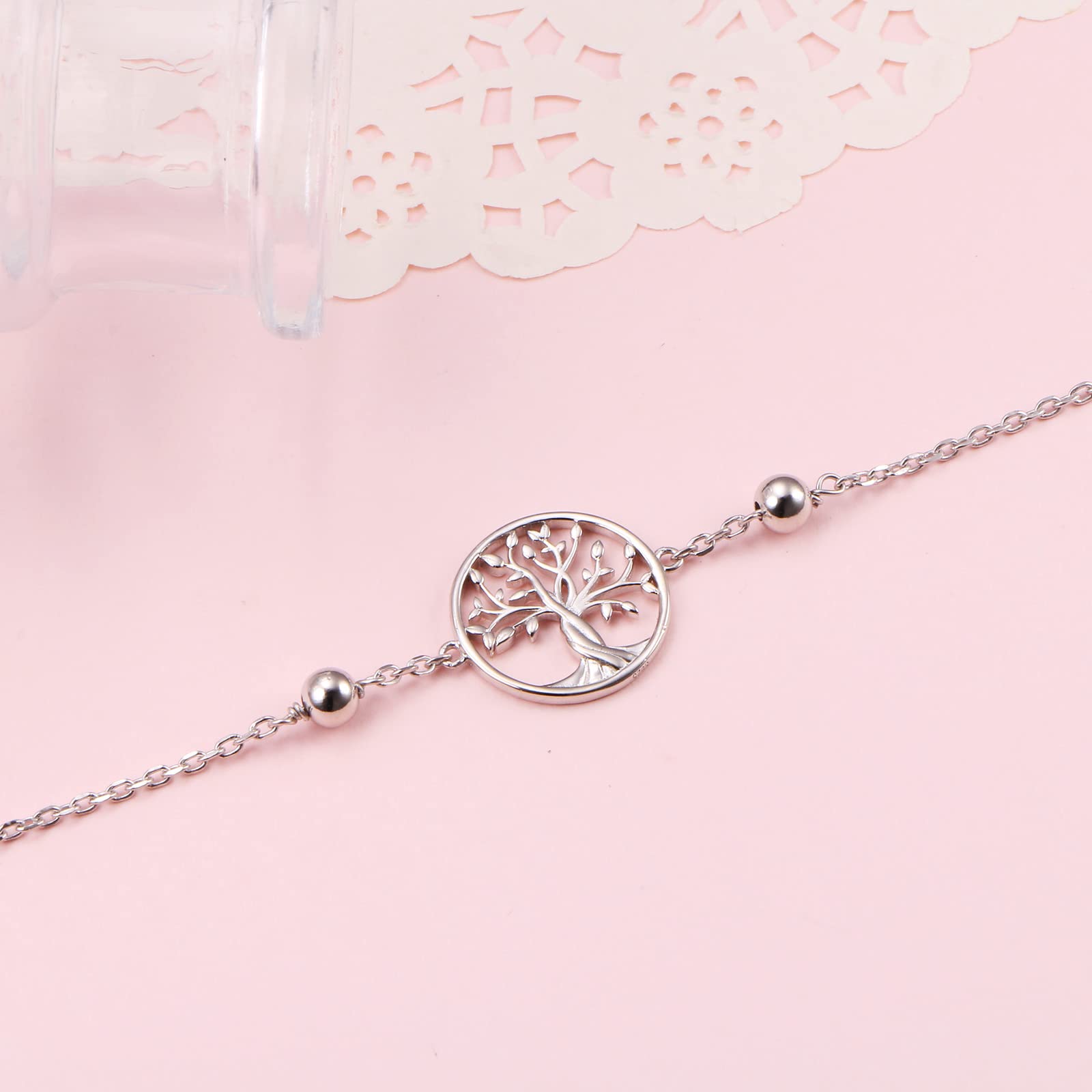 Women's Adjustable S925 Sterling Silver Anklet - Elegant Beach Foot Ankle Bracelet Jewelry Gift for Her | Perfect for Summer Vacations, Weddings & Boho Fashion
