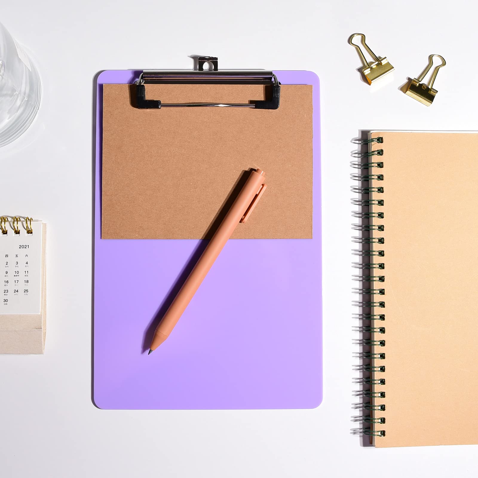Hongri A5 Plastic Clipboard - 6x9 Inch Mini Purple Clip Board for Students, Kids & Office Use | Low Profile Clip, Lightweight & Durable | Perfect for School, Home, Office & Travel Organization