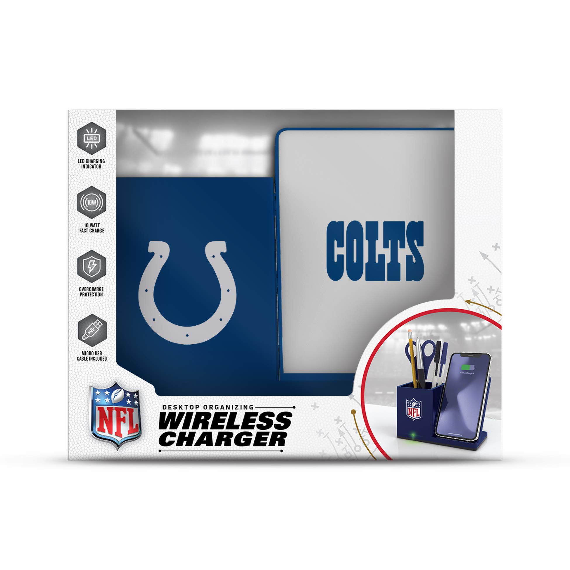 SOAR NFL Unisex Wireless Charging Stand & Desktop Organizer - Fast Qi Charging Station with Phone Holder for iPhone Samsung - Perfect for Office Desk, Nightstand, and Home Decor