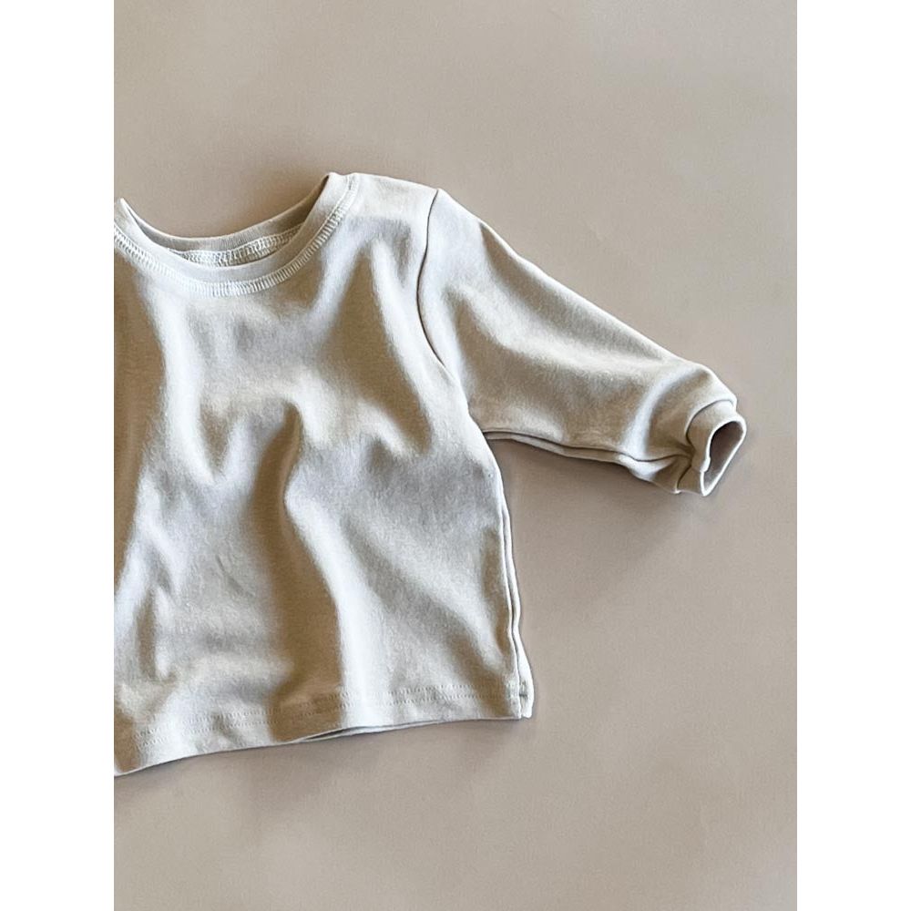Reese Solid Tee for Women - Soft Cotton Crewneck T-Shirt in Beige | Casual Everyday Wear, Layering Essential & Weekend Outfits
