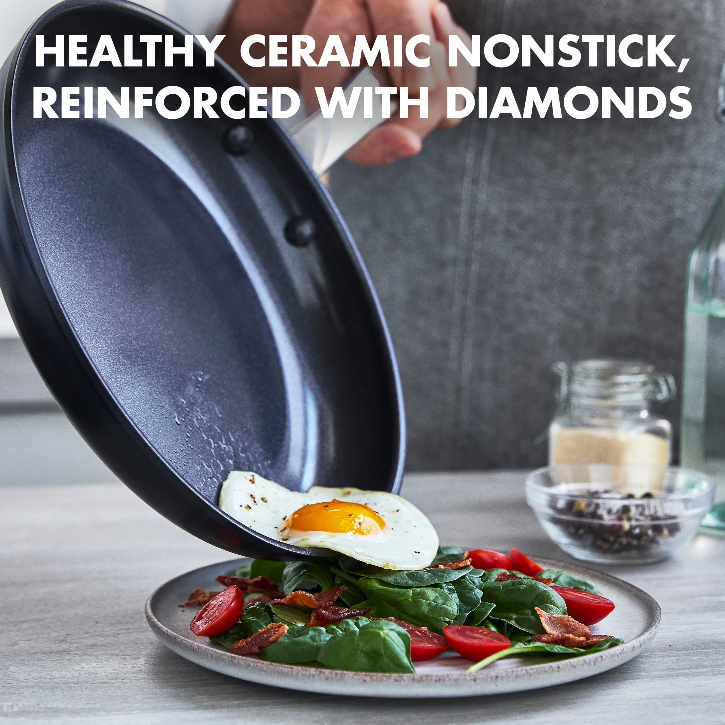 GreenPan Chatham Prime Midnight 5-Piece Nonstick Cookware Set – Hard Anodized Healthy Ceramic Coating, Stainless Steel Handles, PFAS-Free, Dishwasher & Oven Safe – Perfect for Frying, Sautéing & Everyday Cooking (Black)