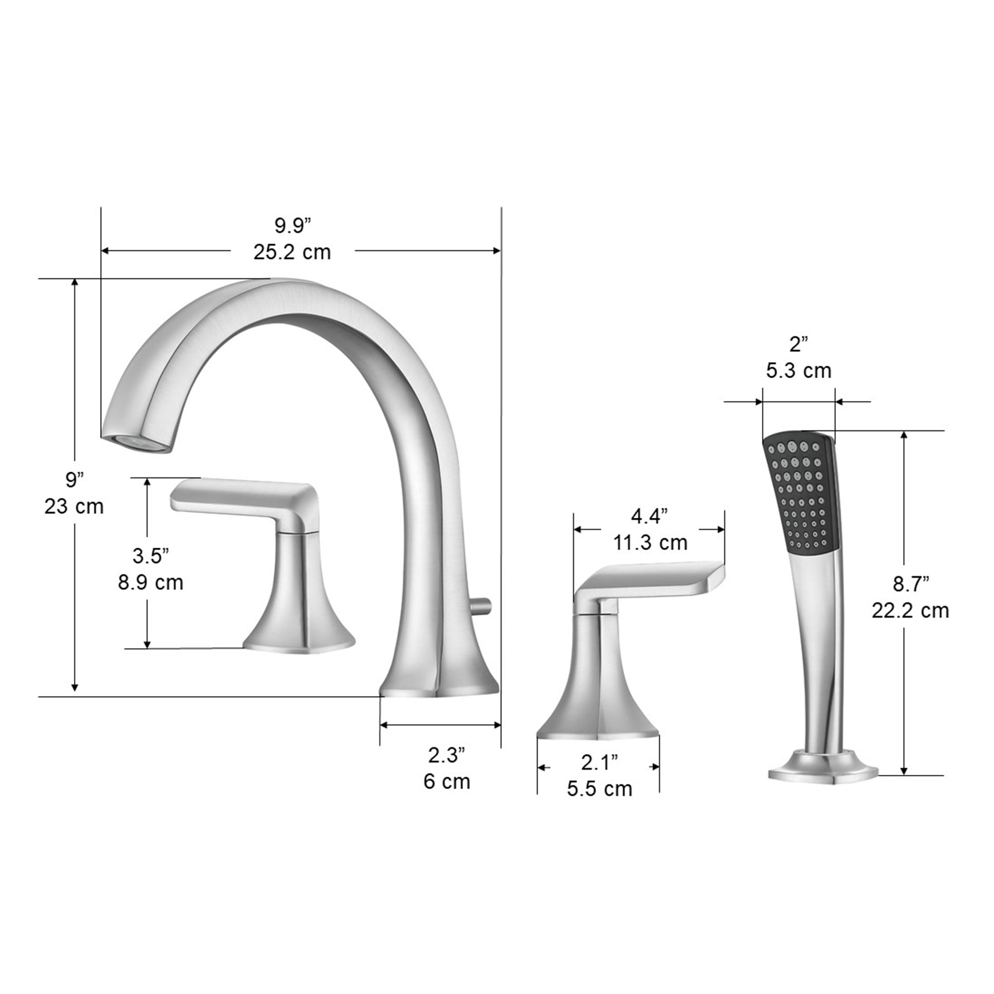 Arezzo Two Handle Roman Tub Faucet in Brushed Nickel Finish - Durable Bathroom Faucet for Luxury Bathtubs & Spa Retreats