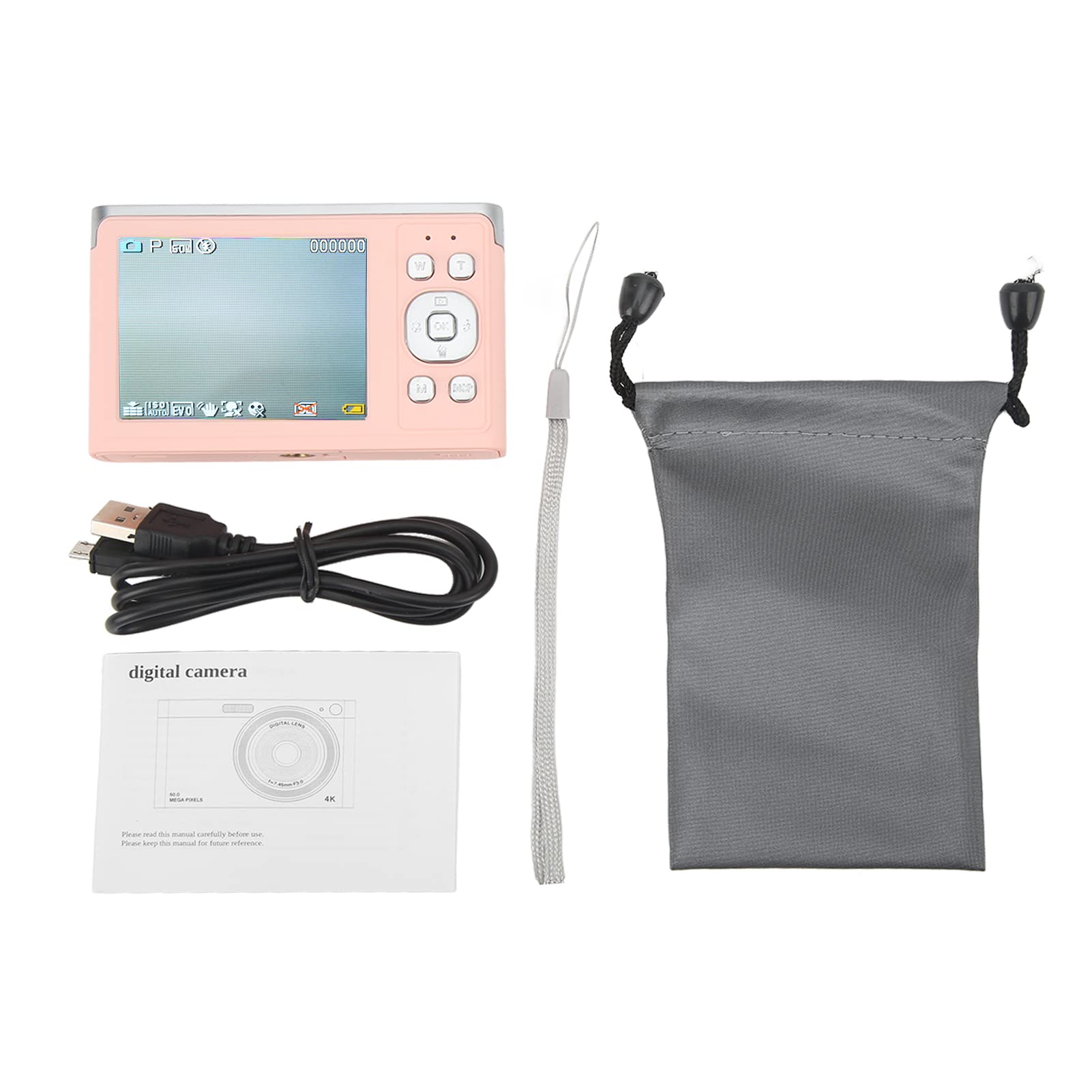 16X Zoom Digital Camera with 2.88in IPS HD Screen - Rose Pink Compact Camera for Macro Photography | Perfect for Travel, Vlogging & Everyday Shooting