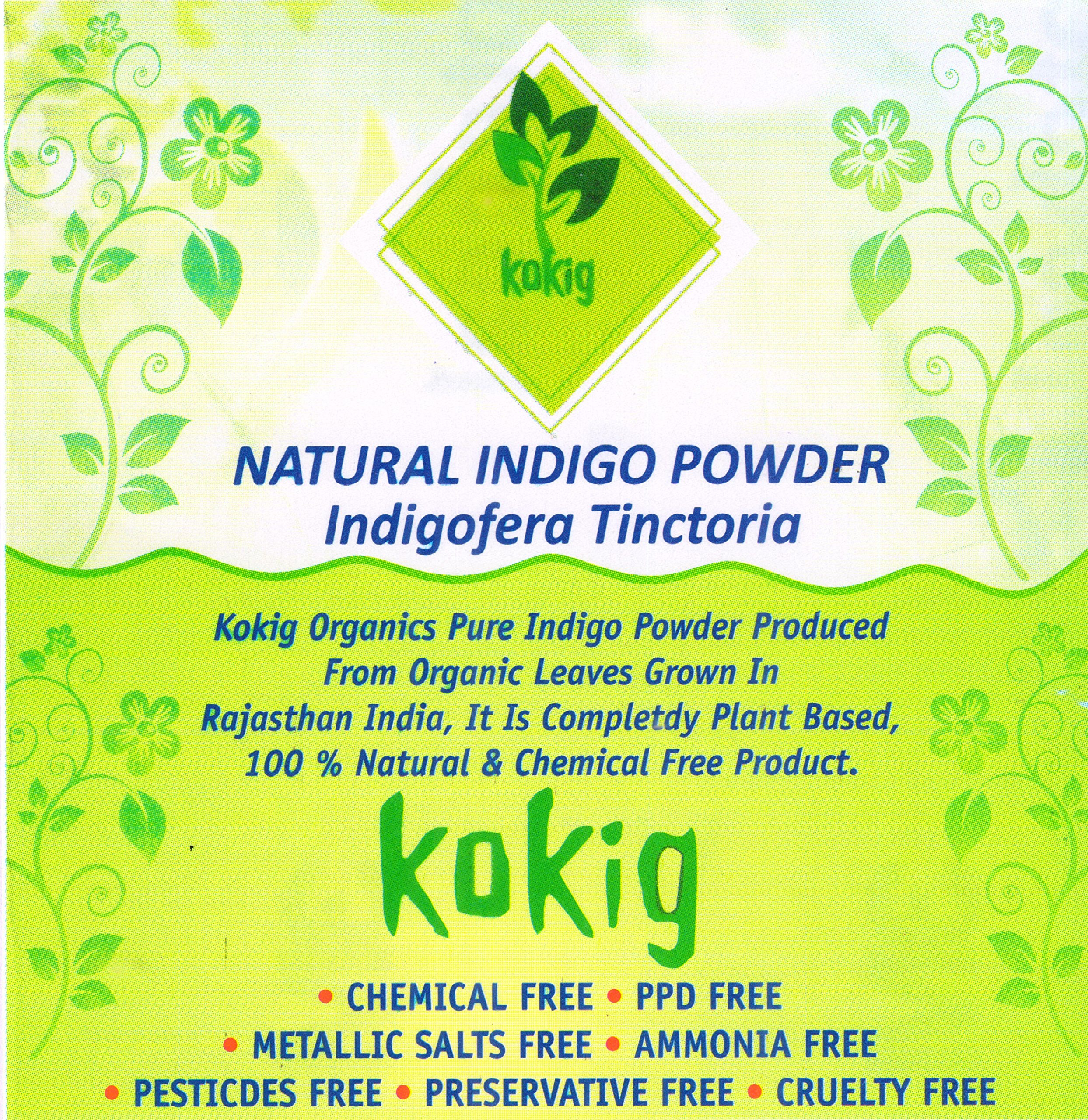 Kokig 100% Natural Herbal Organic Indigo Powder - 425g for Hair Dye, Natural Coloring, DIY Beauty & Crafts | Premium Plant-Based Henna Alternative