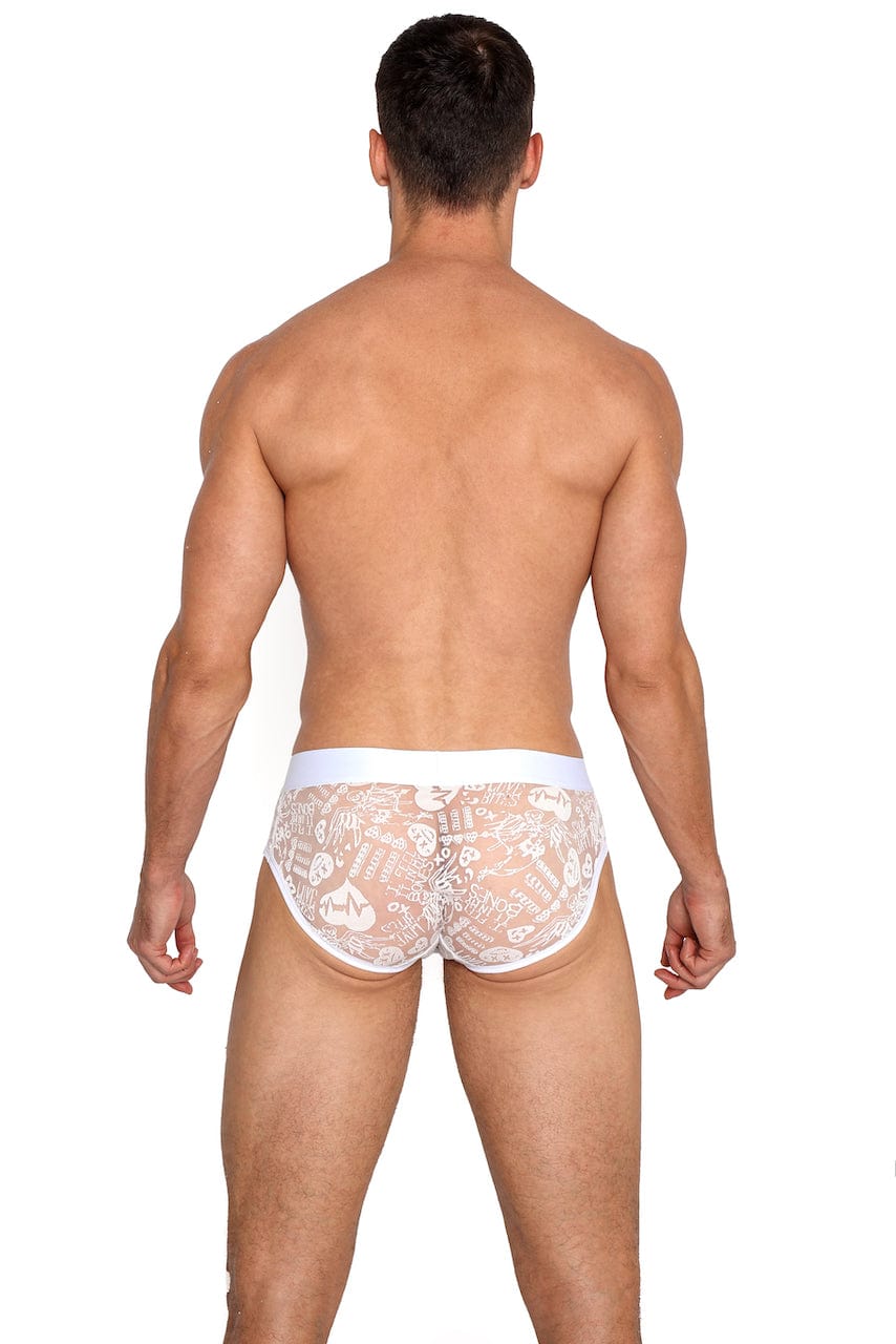 Love Bites Burnout White Brief - Sexy Lingerie for Women, Comfortable Cotton Underwear, Romantic Gift for Her - Perfect for Valentine's Day, Anniversary & Honeymoon
