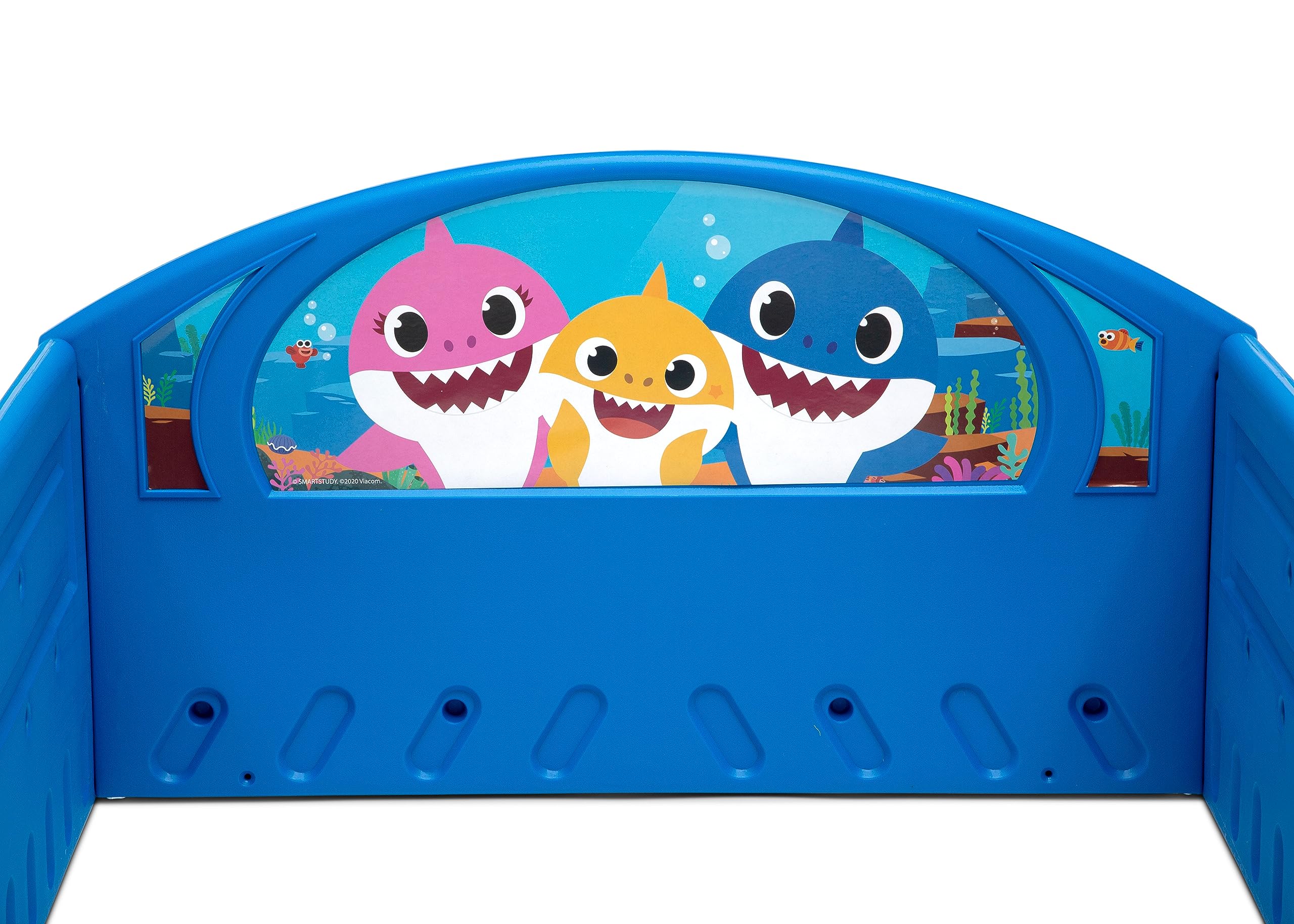 **Baby Shark Toddler Bed with Twinkle Galaxy Mattress - Waterproof, Lightweight Plastic Sleep & Play Bed for Kids - Perfect for Nursery, Daycare & Travel**