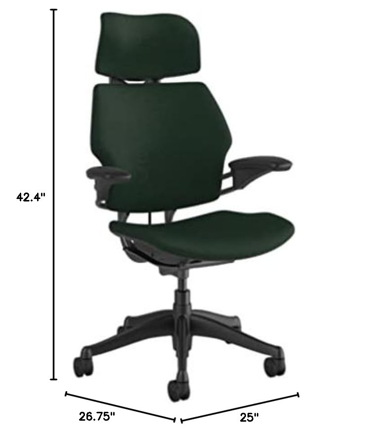 Humanscale Freedom Office Chair with Headrest - Ergonomic Adjustable Work Chair for Home & Office - Graphite Frame with Balsam Corde Fabric - Perfect for Long Hours Sitting, Computer Work & Conference Rooms