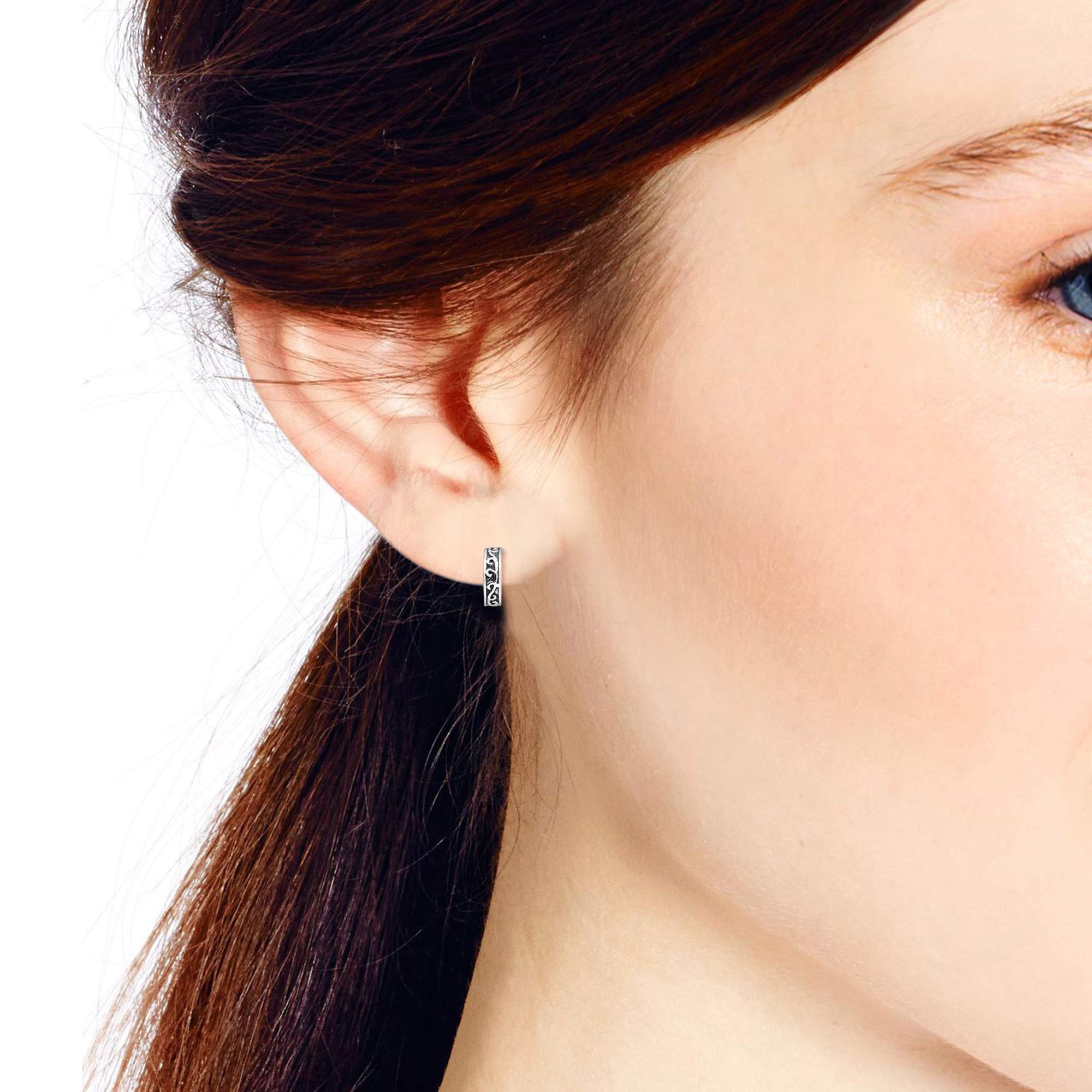 AeraVida .925 Sterling Silver Swirl Mini Half Hoop Stud Earrings for Women - Elegant Everyday Fashion Jewelry | Perfect for Work, Date Night & Casual Outings
