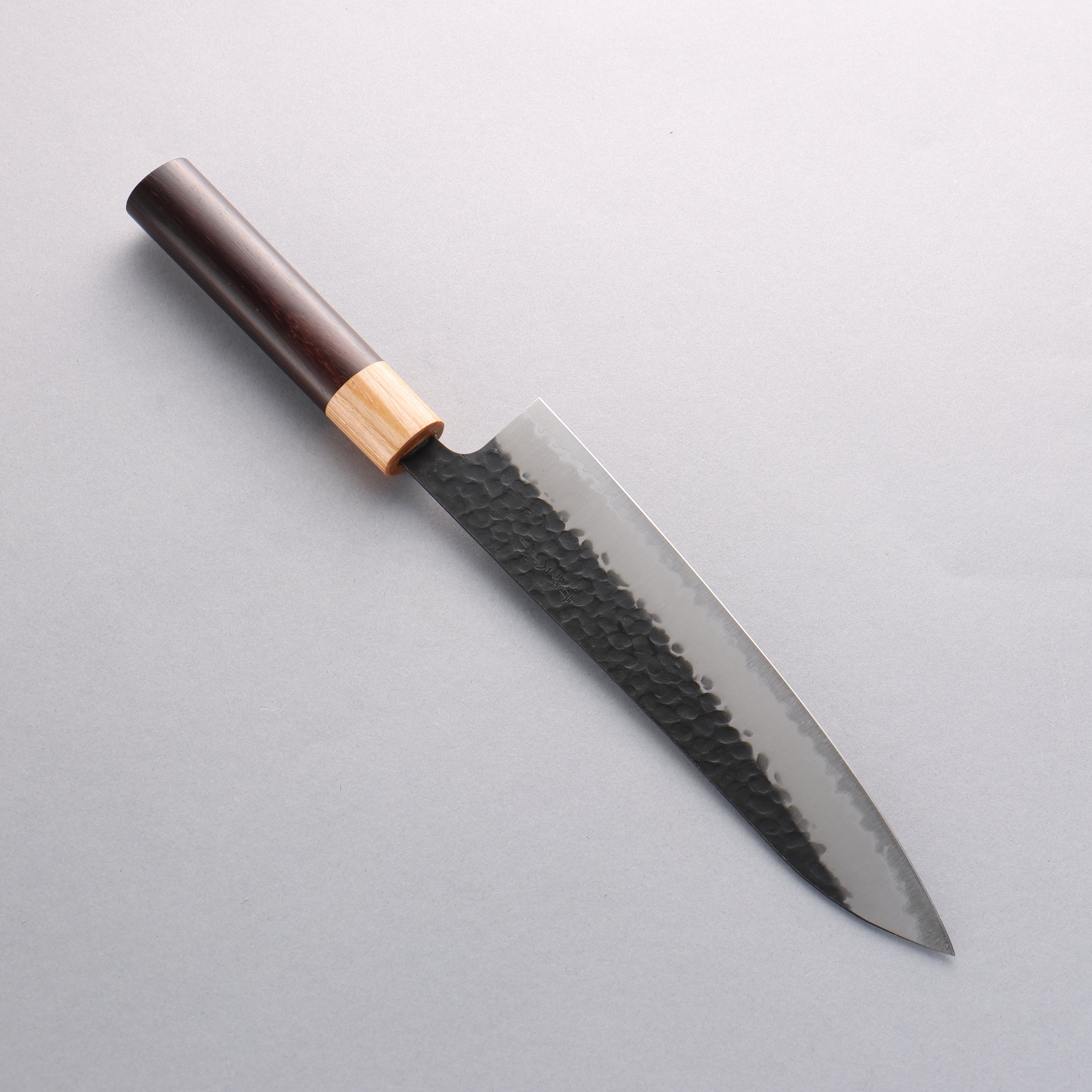 Premium Seisuke Shitan Blue Super Hammered Kurouchi Gyuto Japanese Chef Knife 210mm - High-Carbon Steel Blade with Ergonomic Shitan Handle for Professional Chefs & Home Cooking