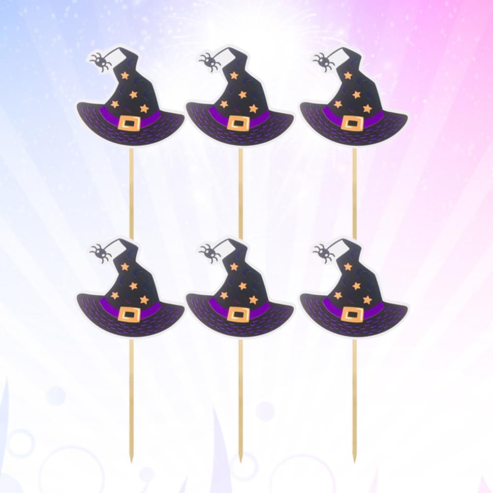 12pcs Witch Hat Cake Toppers - Funny Halloween Cupcake Decorations, Party Supplies for Witch Theme Birthday & Halloween Festival - Perfect for Cupcake, Dessert & Party Decor